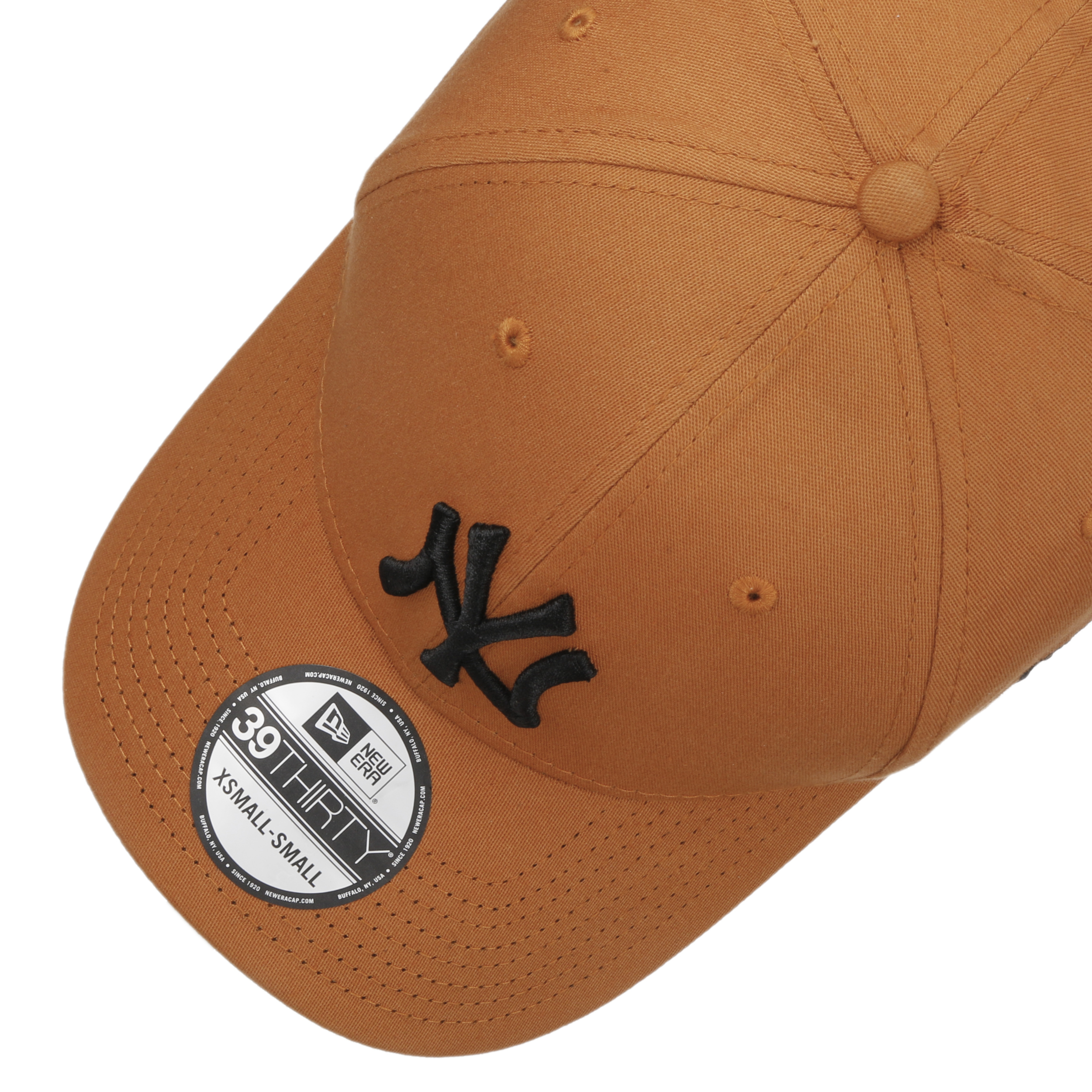 New Era Curved Brim Brown Logo 39THIRTY League Essential New York Yankees  MLB Brown Fitted Cap