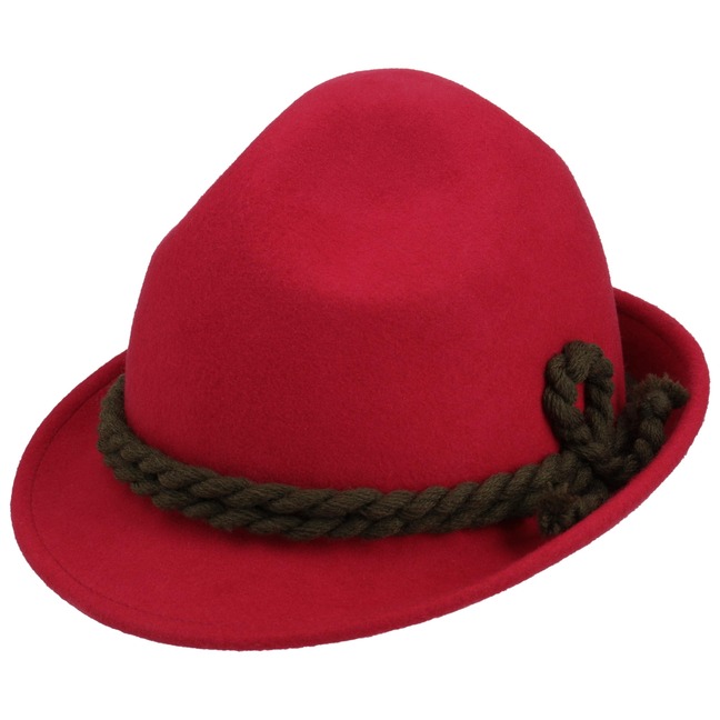 narrow brimmed felt hat with a dented crown