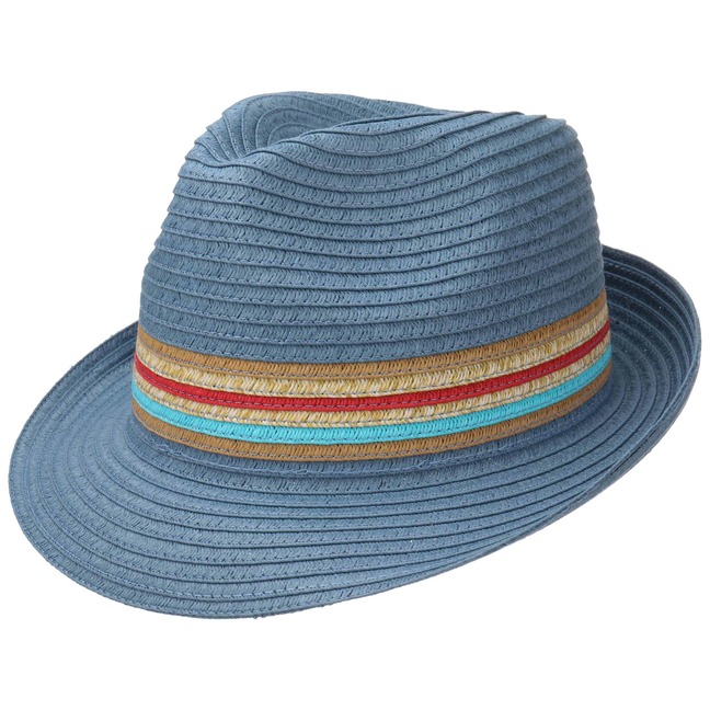 blue trilby hat