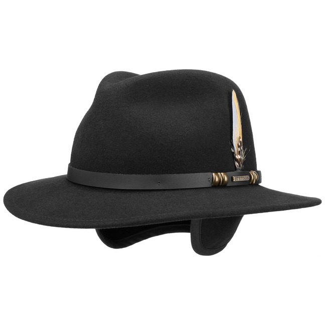 brimmed hat with ear flaps