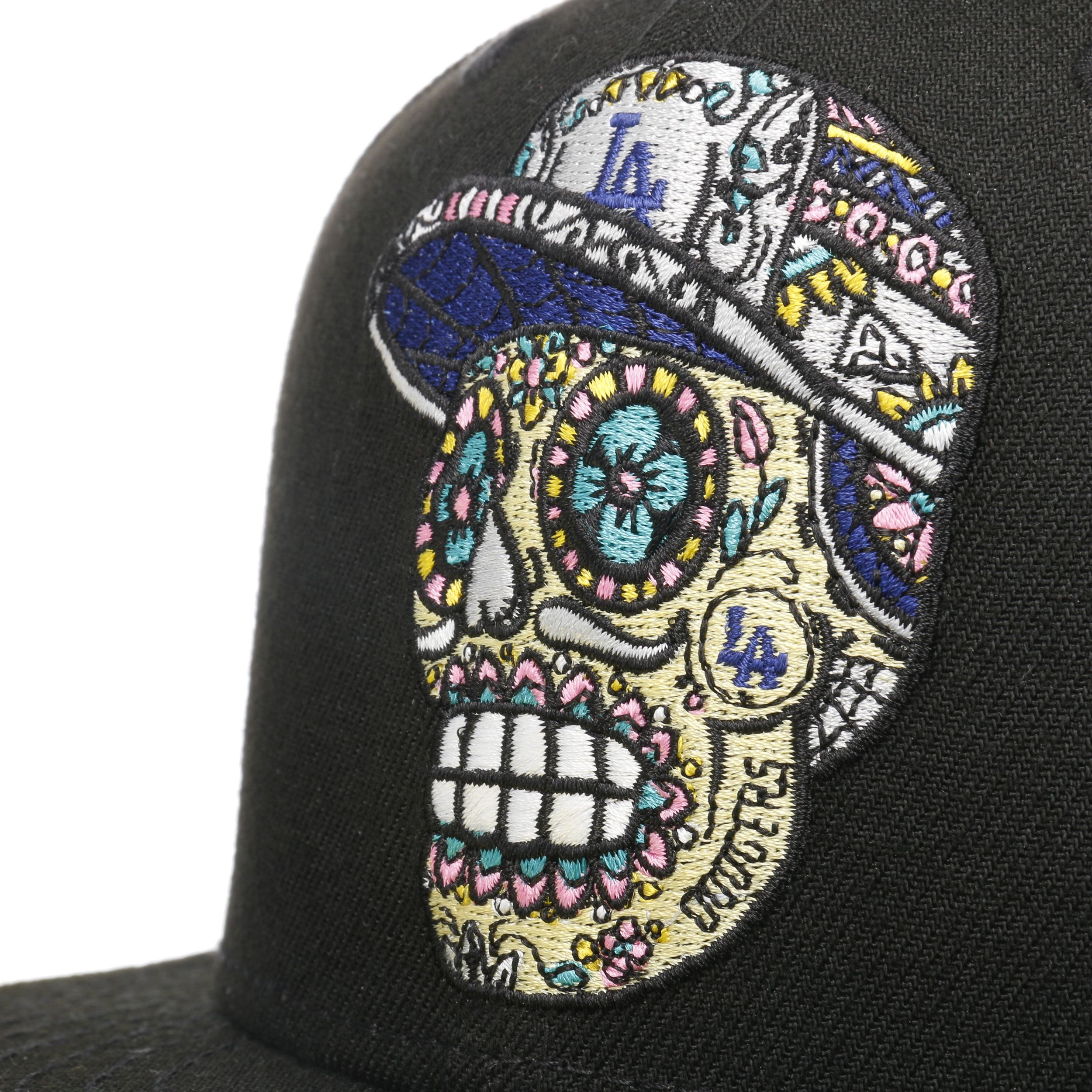 Los Angeles Dodgers Skull MLB Custom Name Personalized Cap - Tagotee