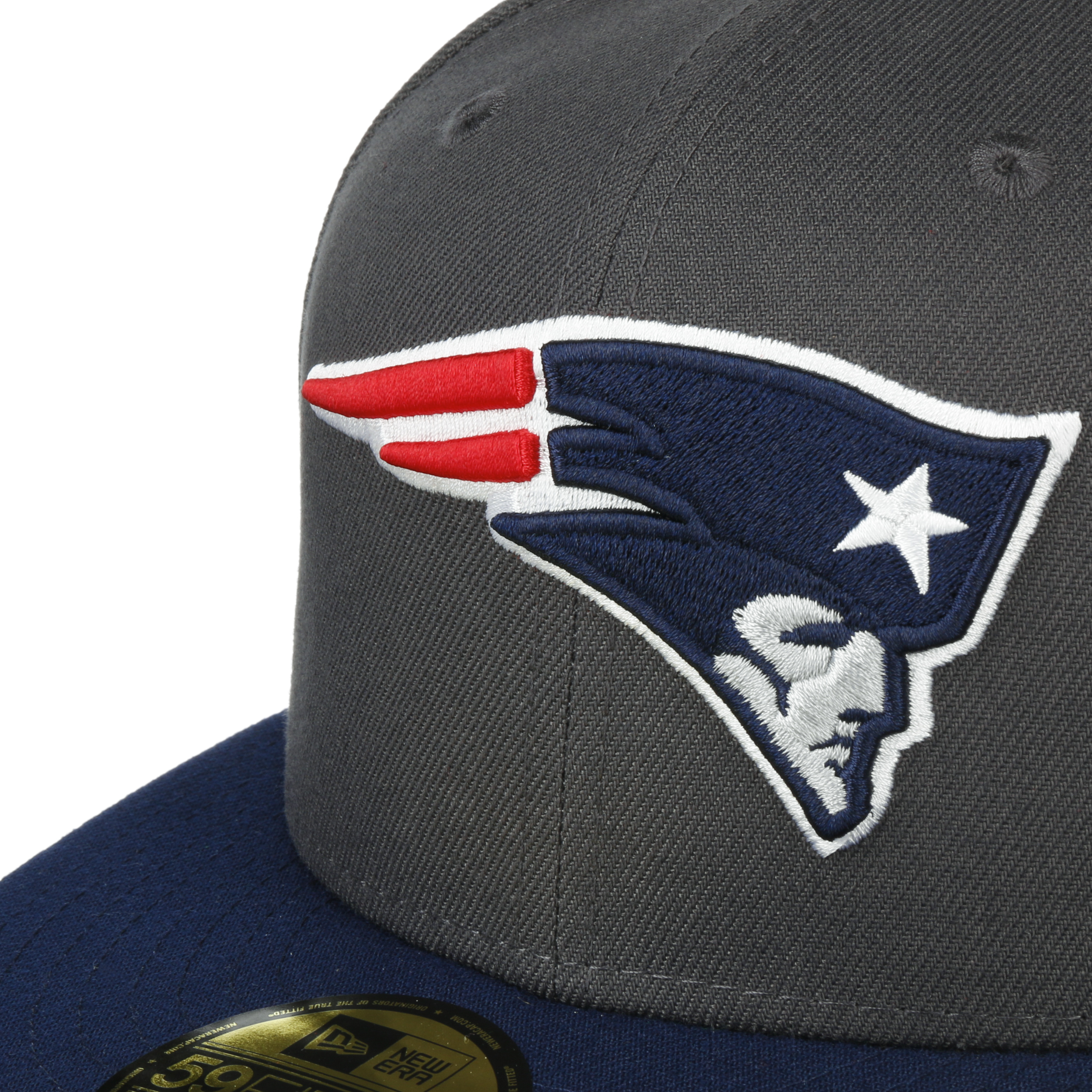 New Era New England Patriots Fitted Hat Grey Blue Size 7 1/8 NFL 59FIFTY  Armed