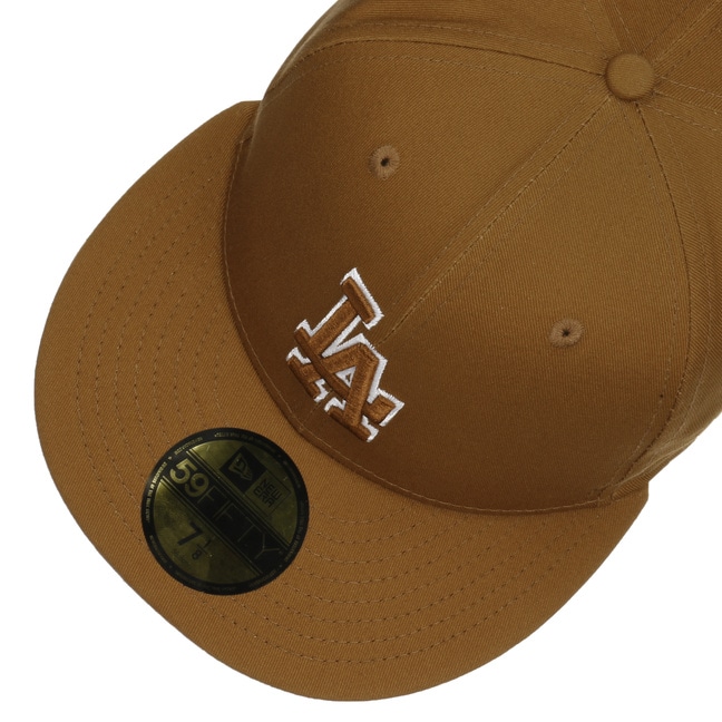 New Era 59Fifty Los Angeles Dodgers Brown/Tan Brown/White LA LOGO Flat Bill  Hat