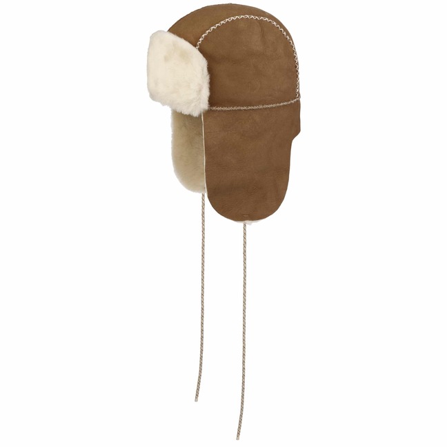 UGG online LEATHER SHEARLING Chestnut TRAPPER HAT. Aviator Sheepskin hat