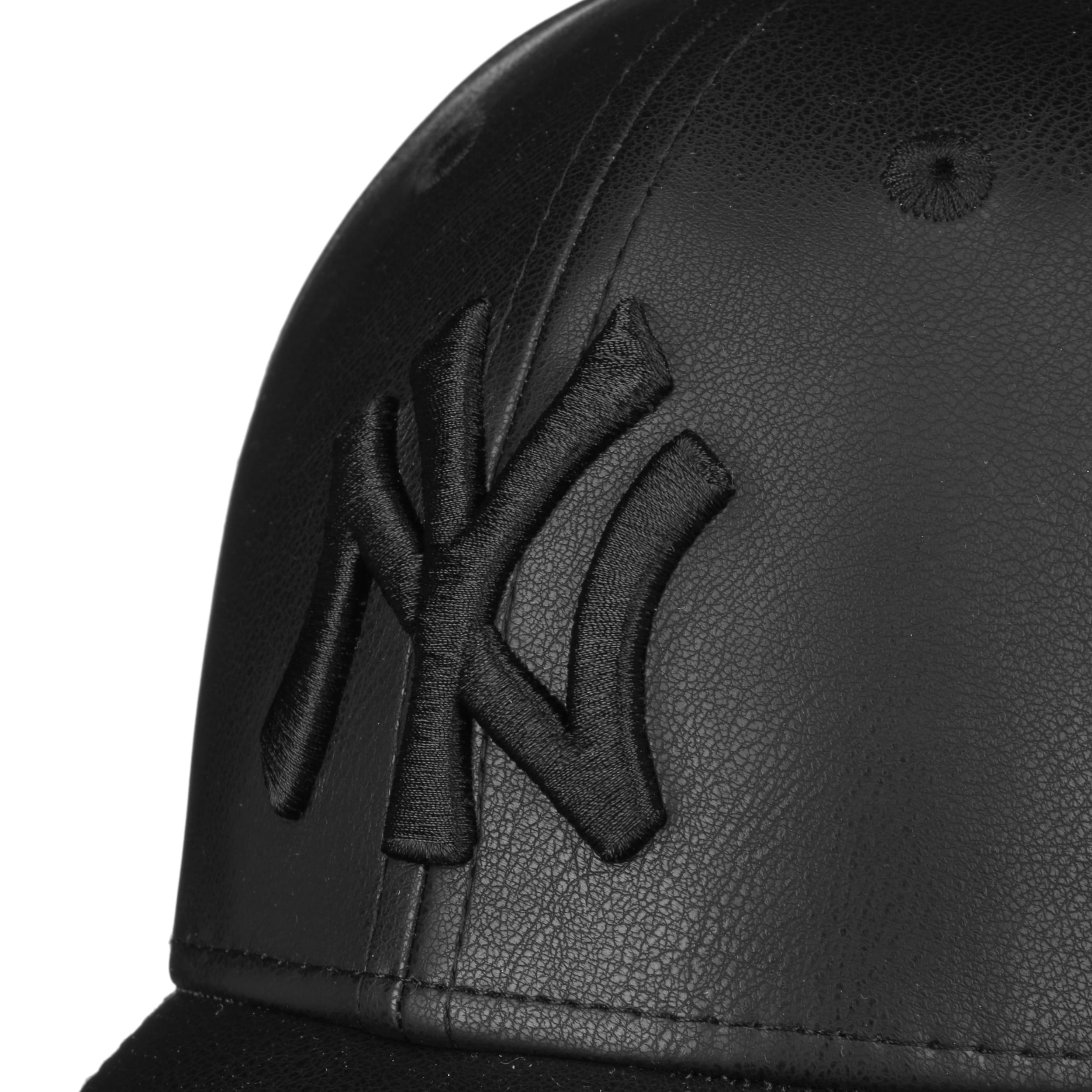 CHROME YORK EMBLEM PU LEATHER CAP /BLACK