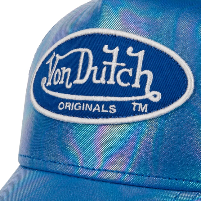 Von Dutch Trucker Hat/Blue Sequins Navy Rhinestone Logo Denim Trucker Hat | Von Dutch main image 4