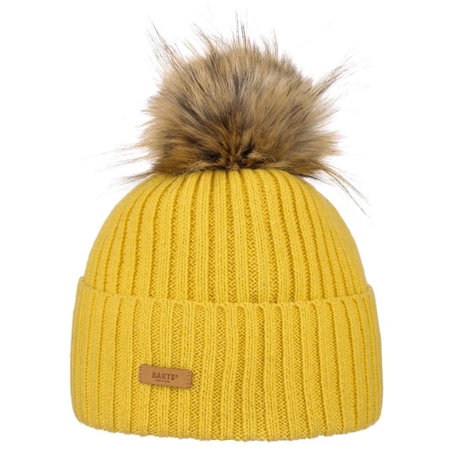 yellow pom pom hat