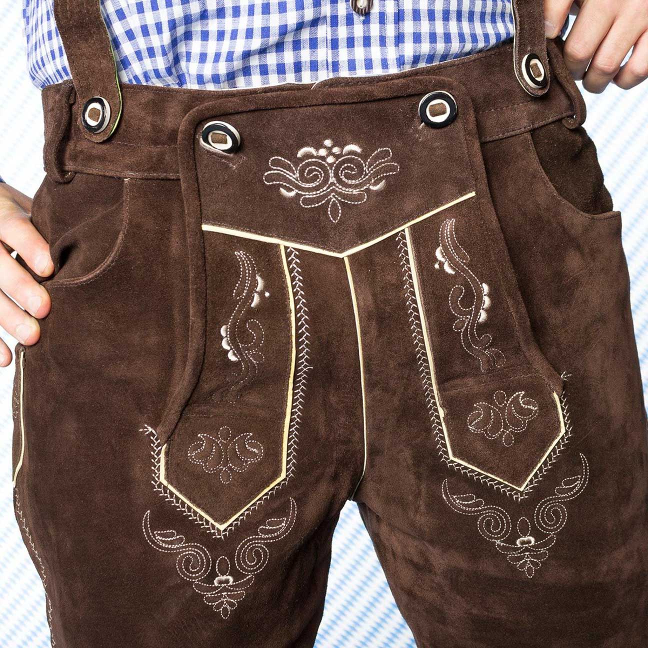 Amazon.com: UOMNICUE Lederhosen Oktoberfest-Cow Suede Leather Authentic  German Lederhosen for Men- Oktoberfest Leather Trousers Brown-Men's Leather  Pants for Oktoberfest Halloween (Brown, 46) : Clothing, Shoes & Jewelry