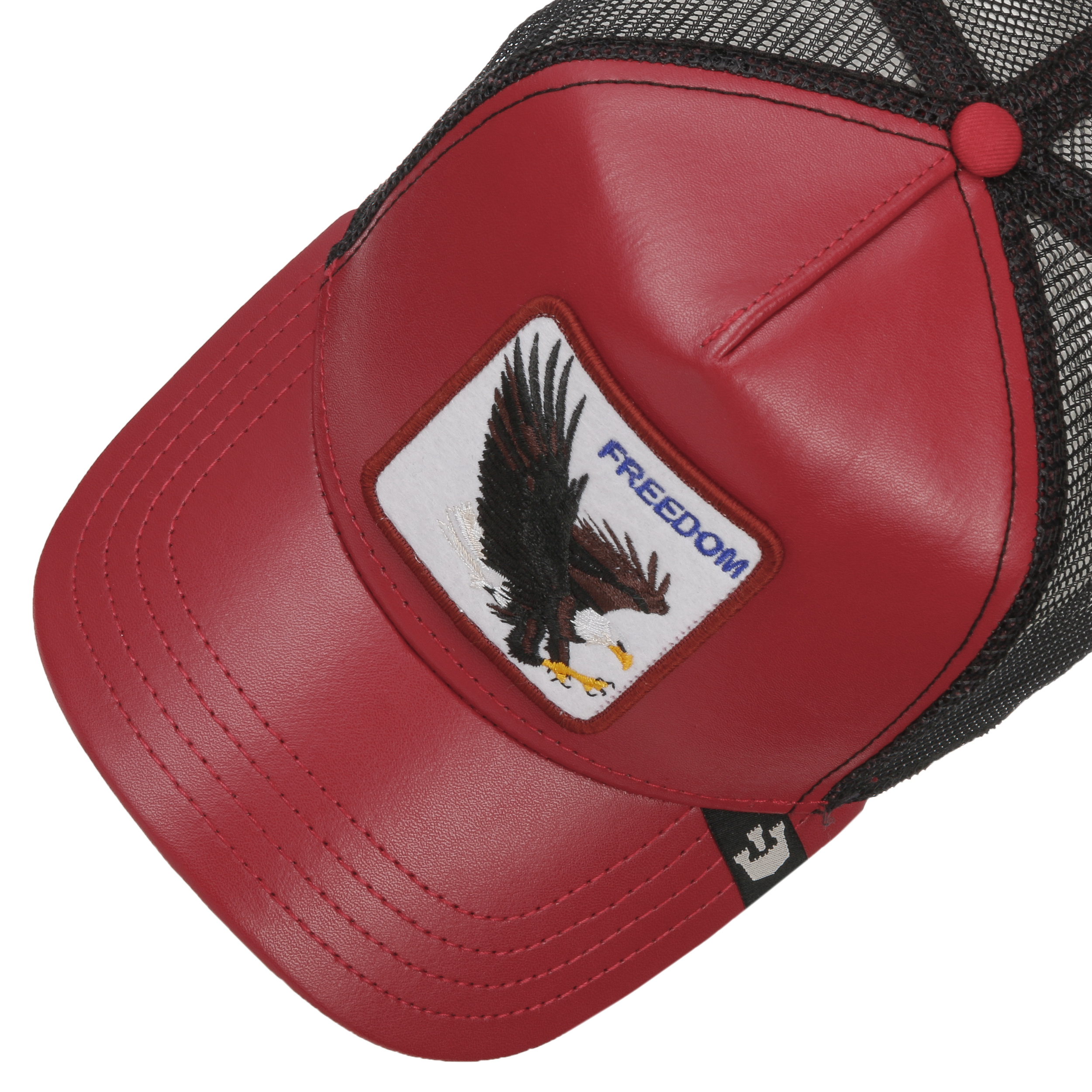 New Goorin Bros. Men's Hat Big Bird Freedom Red Trucker Cap Leather  Adjustable