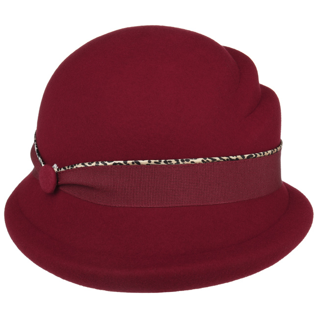 Wool Cloche Hat with Elegant Two Colour Felt Band and Ribbon Handmade in Italy 