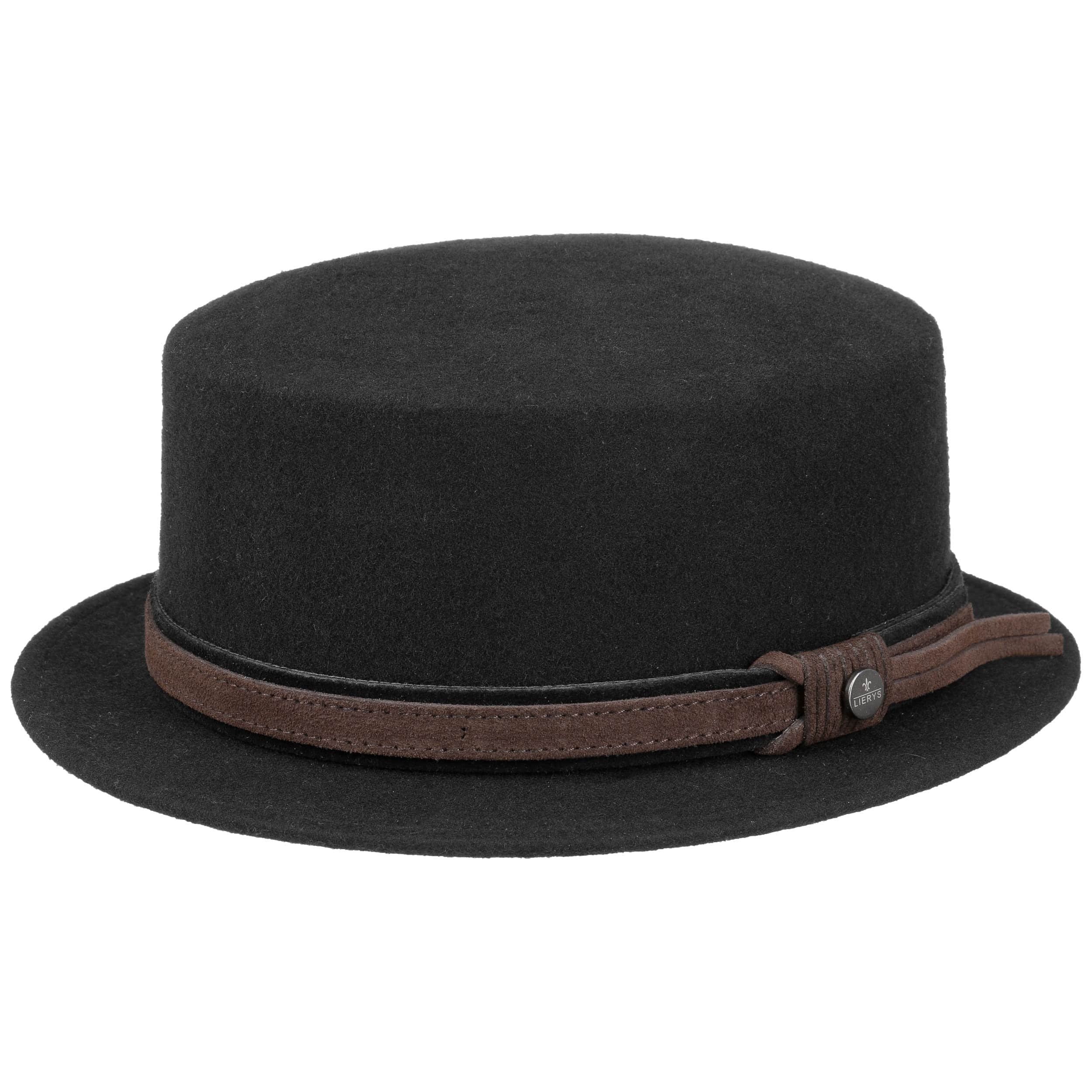 Boater Wool Felt Hat with Leather Band 