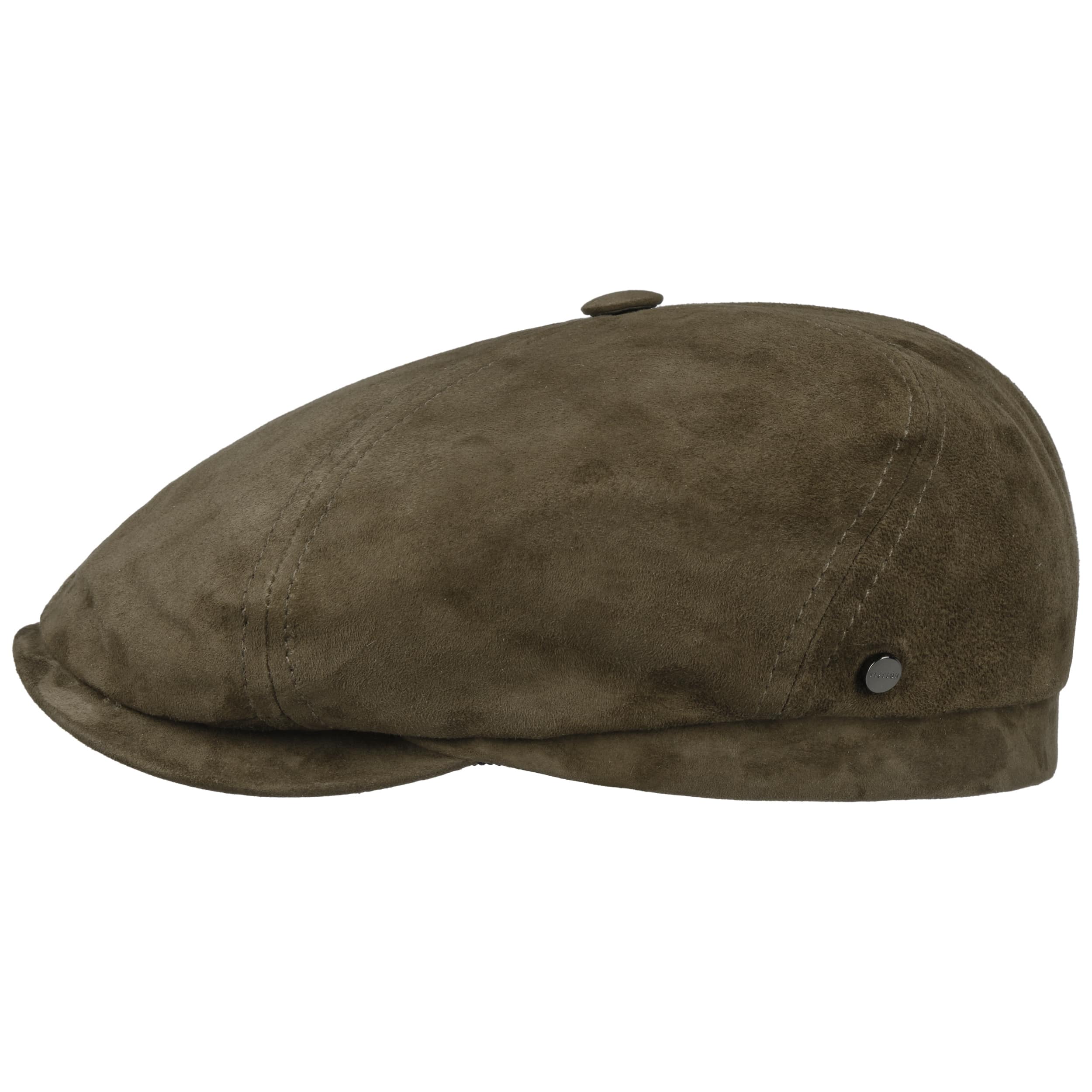 帽子 GOAT SUEDE CASQUETTE W/SILVER BUTTON Oily Goat Suede, Caps Stetson 100% Goat leather