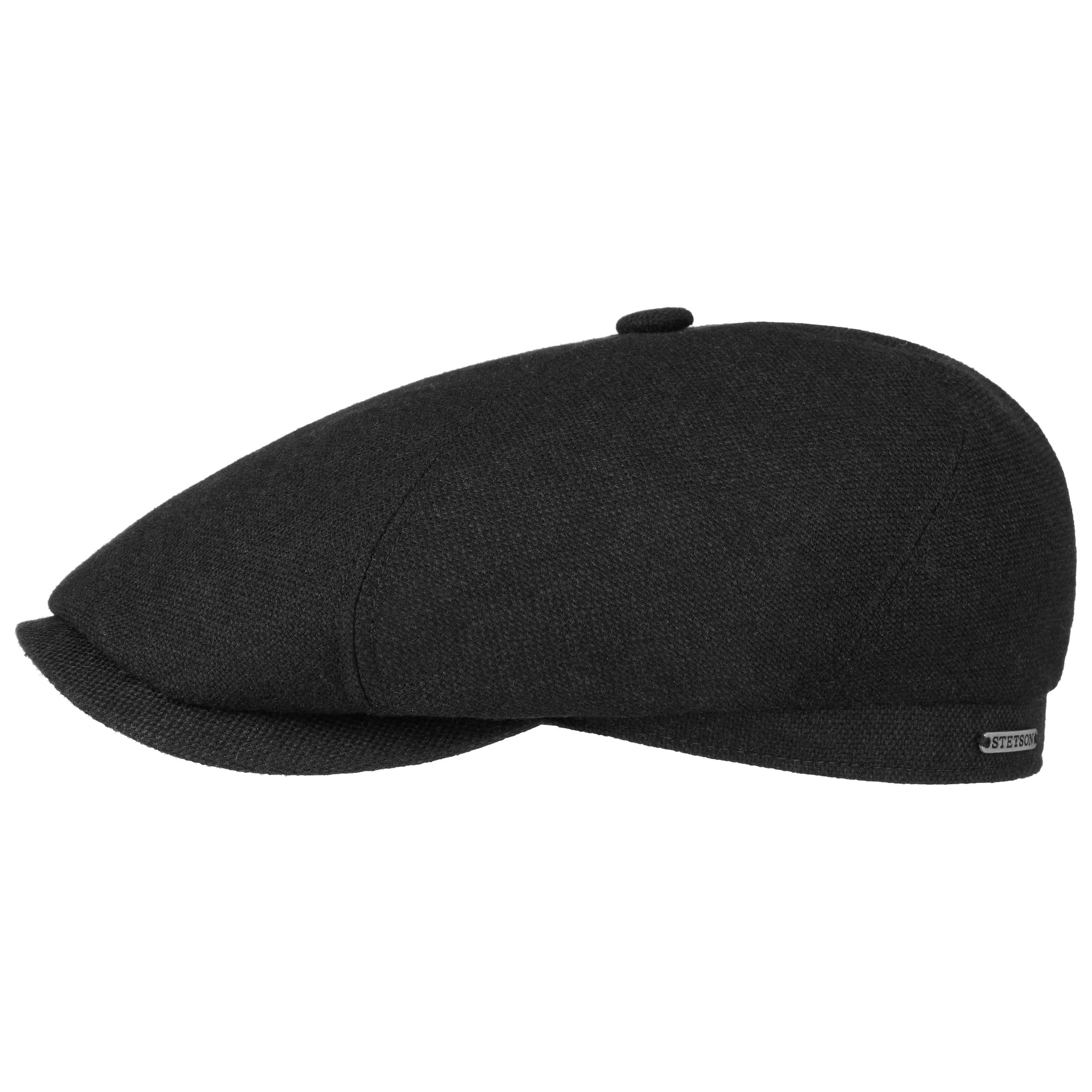 black wool flat cap