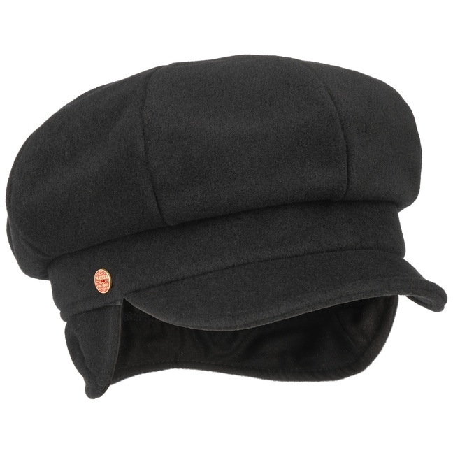 NAVY BLUE RETRO WOOL FLAT CAP WITH EARMUFFS  KEEP YOUR EARS WARM THIS WINTER