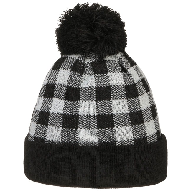 black and white checkered beanie