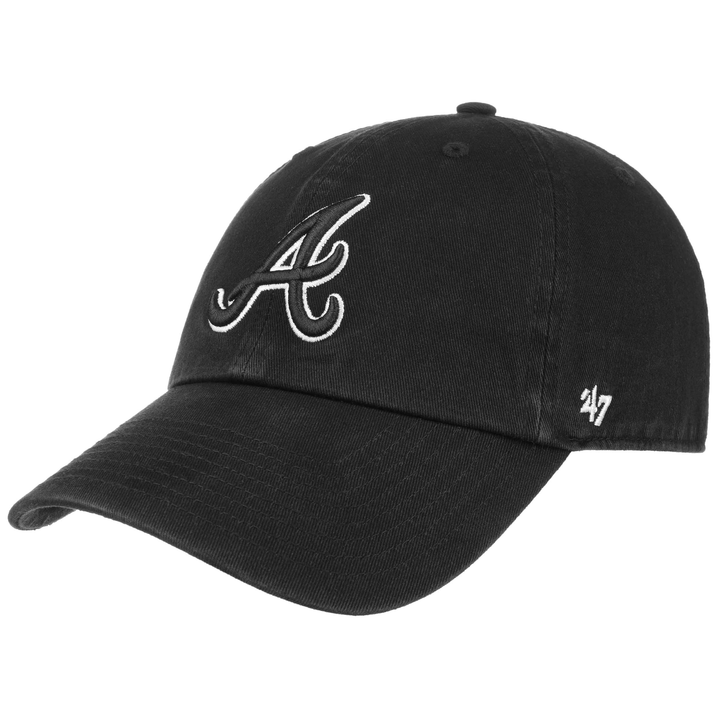 47 Brand Atlanta Braves Black White Clean Up Cap - Black