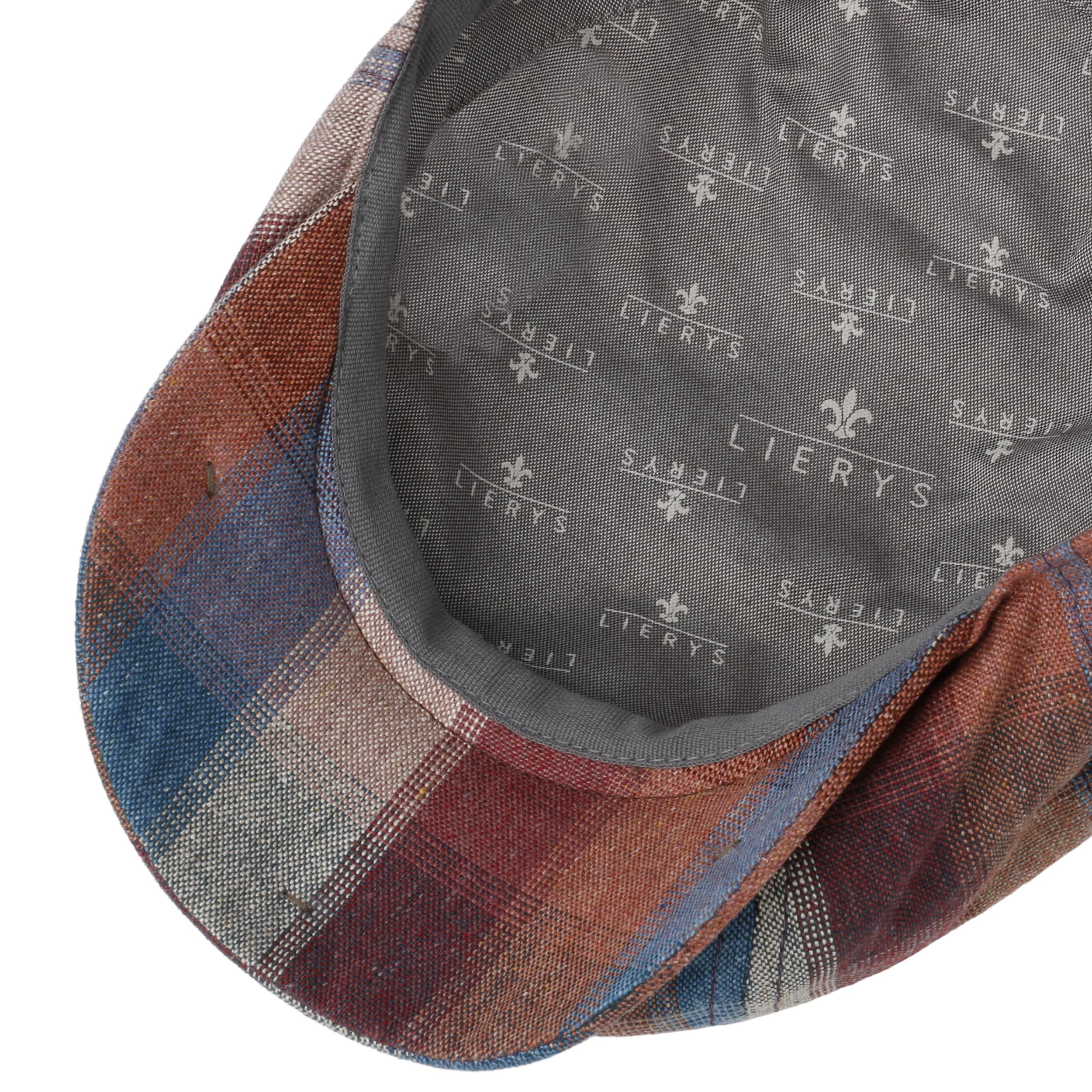Danville 8 Panel Silk Check Flat Cap by Lierys > Shop Hats, Beanies