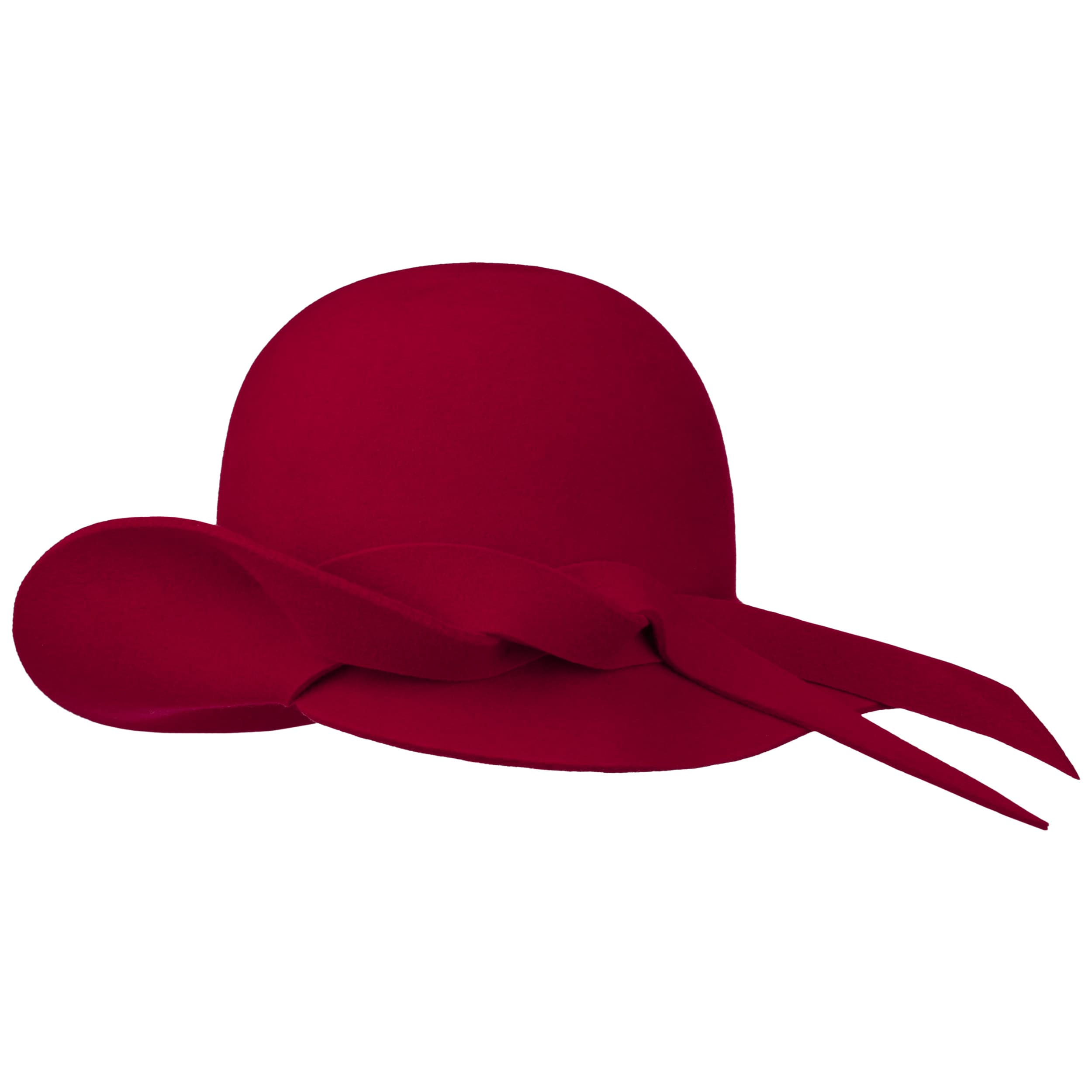 Wool Hat Red Floppy Hat Women's Red Felt Wool Wide Brim Hat Floral