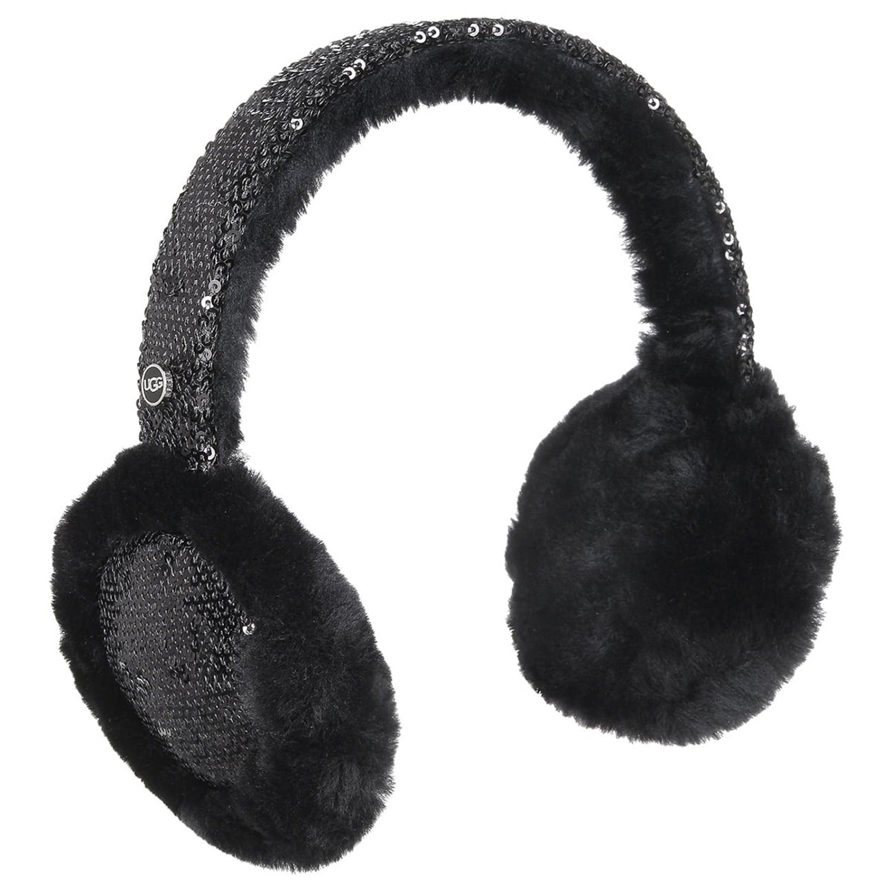 UGG Black sequined Earmuffs with Audio Cable Wired Sheepskin Earmuffs by UGG --> Shop Hats, Beanies  main image 2