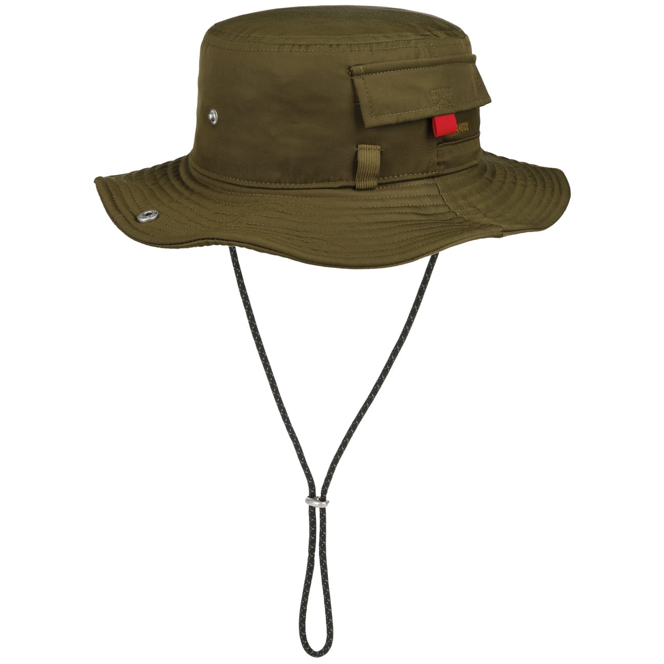 Big Size Washed Bucket Hat with Chin Cord - Olive 2XL-3XL at