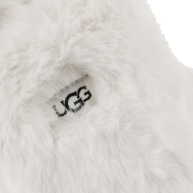 UGG FAUX FUR PULL THROUGH SCARF ホワイト UGG Women's Faux Fur Pull Through Scarf with Genuine Leather