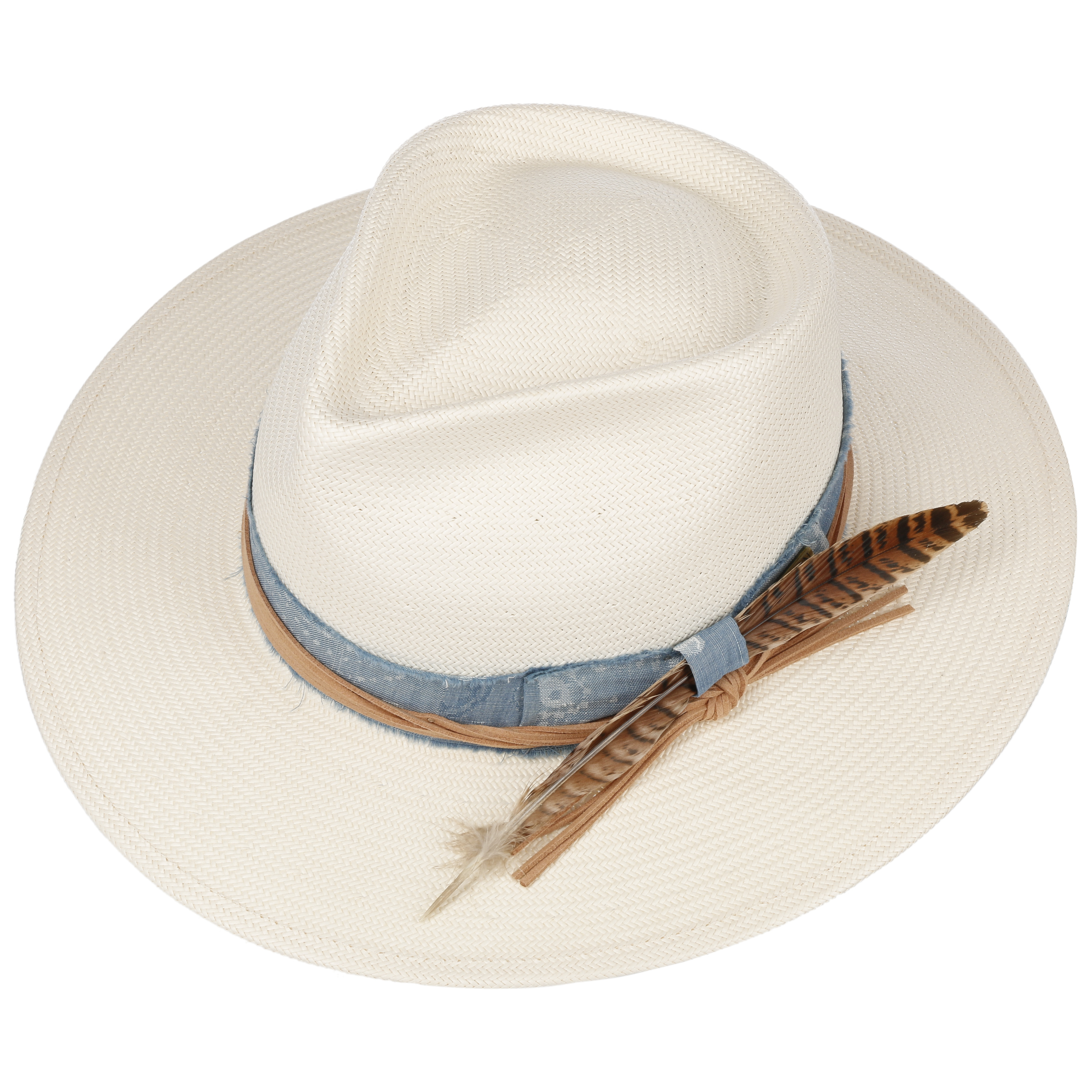 straw cowboy hat with feather