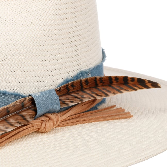 Feather Trim Toyo Western Straw Hat by 