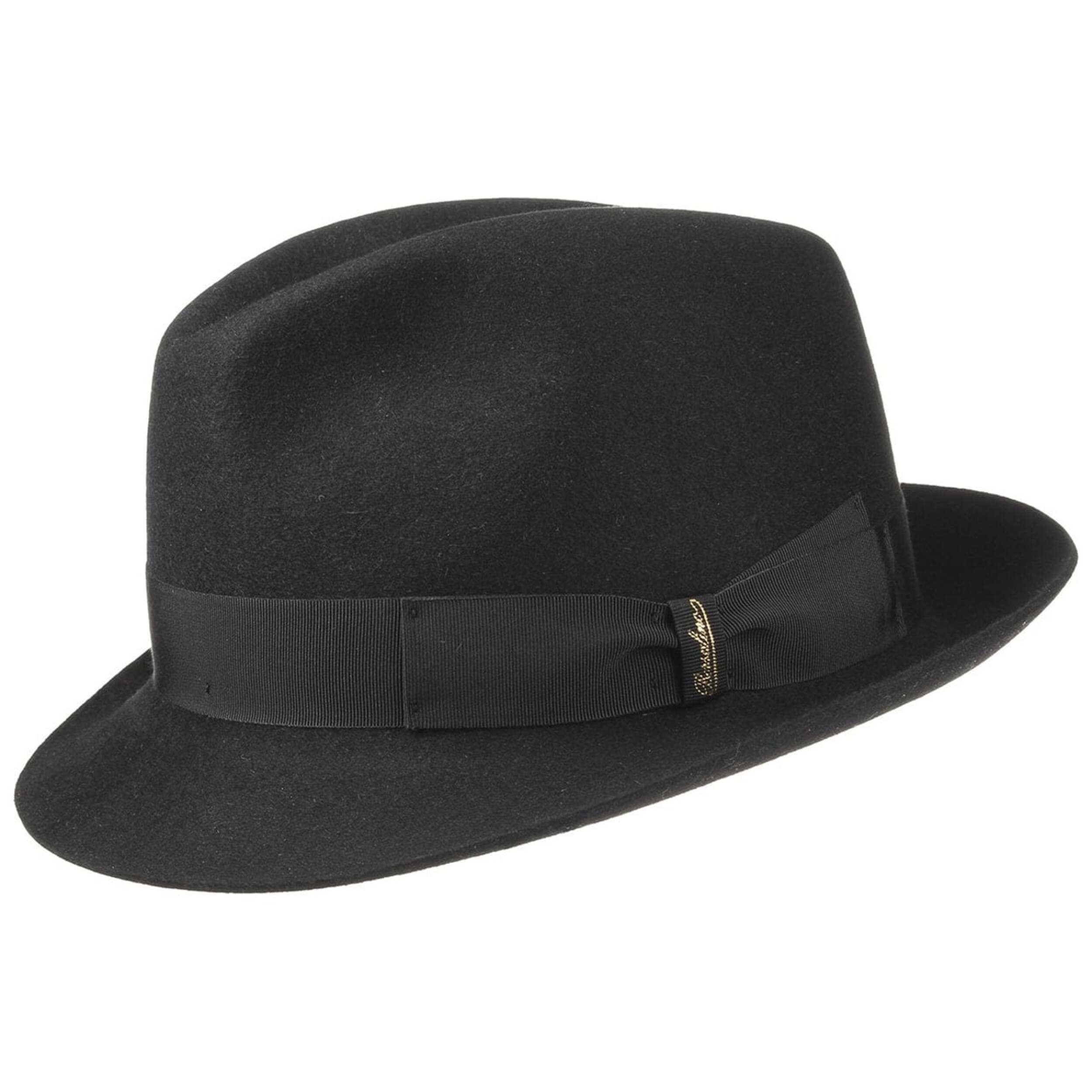 Narrow brimmed felt sales hat with dented crown