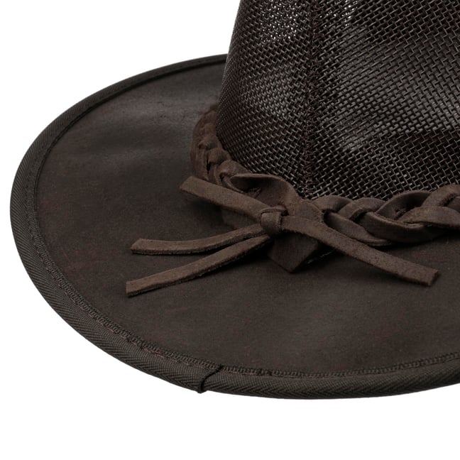 5683 Foldable Leather Hat For Men & Women – Lightweight Outdoor Travel Hat Lesa Collection Distressed Leather Foldable Trekker Cowboy  main image 4