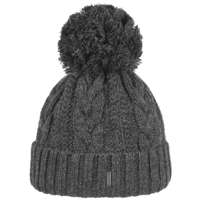 womens black bobble beanie