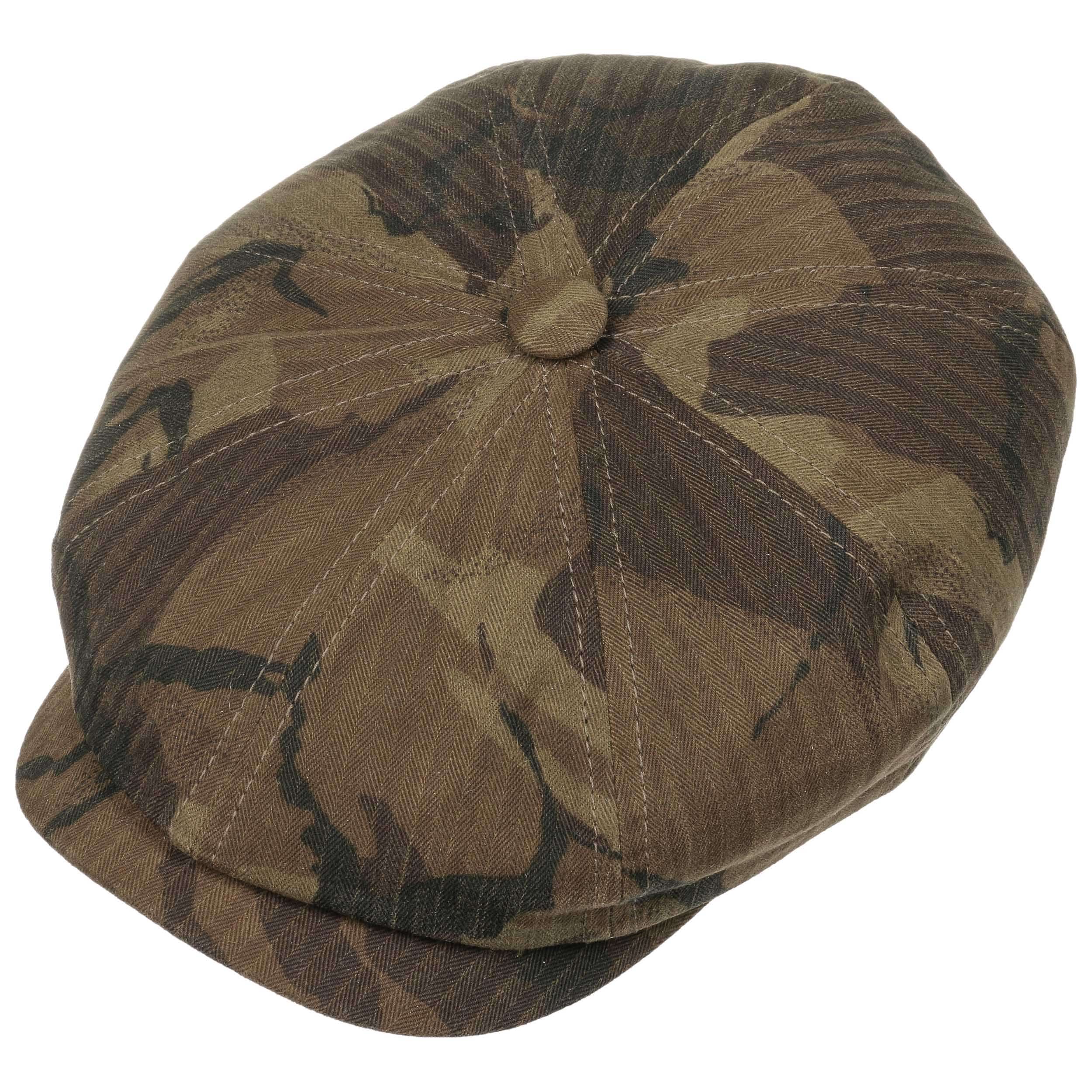 Hatteras Waxed Cotton Camo Flat Cap by Stetson - 79,00