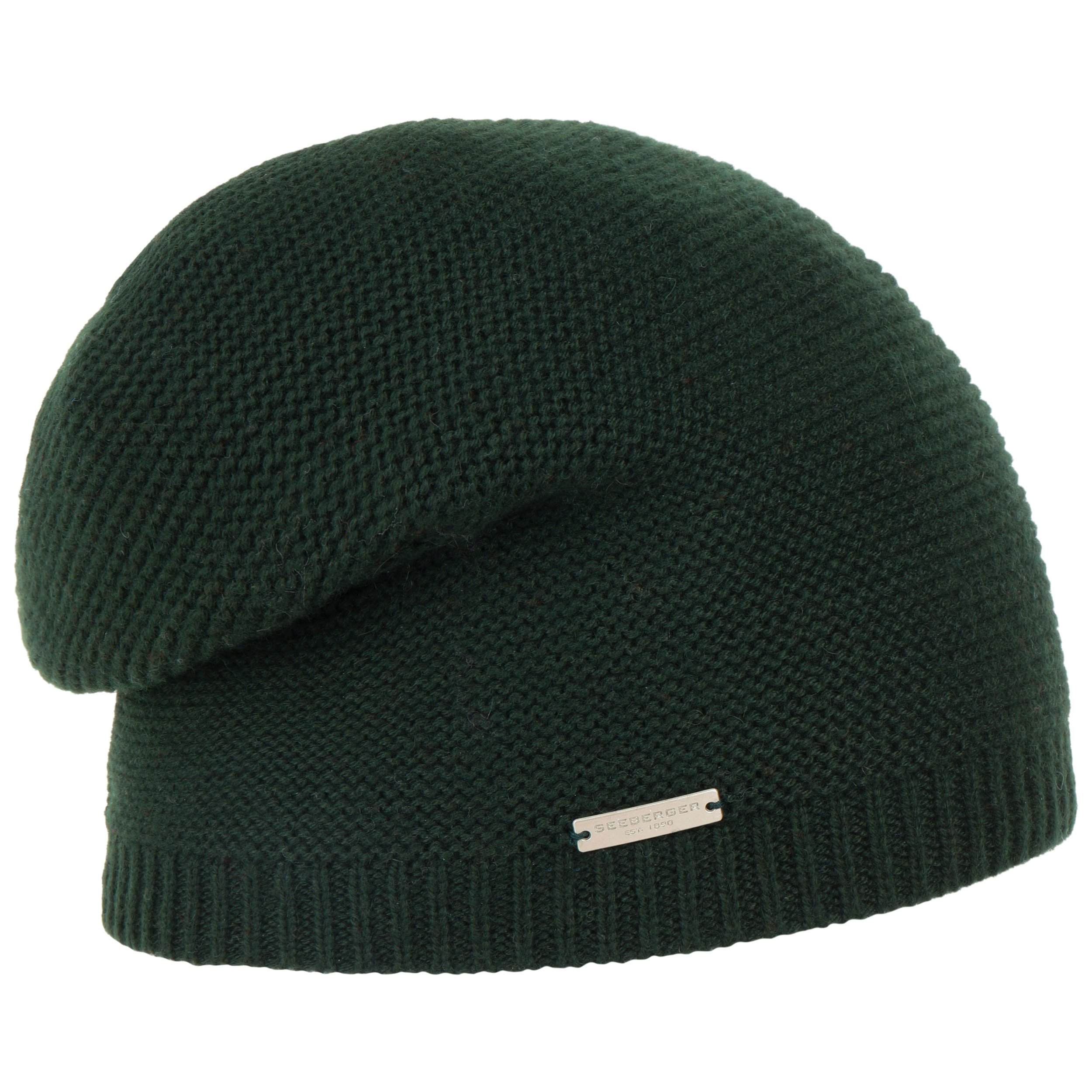 Seeberger Berretto Lungo In Cotone Per Donna - Beanie Con Bordo Arrotolato, Taglia Unica, Colore Blu