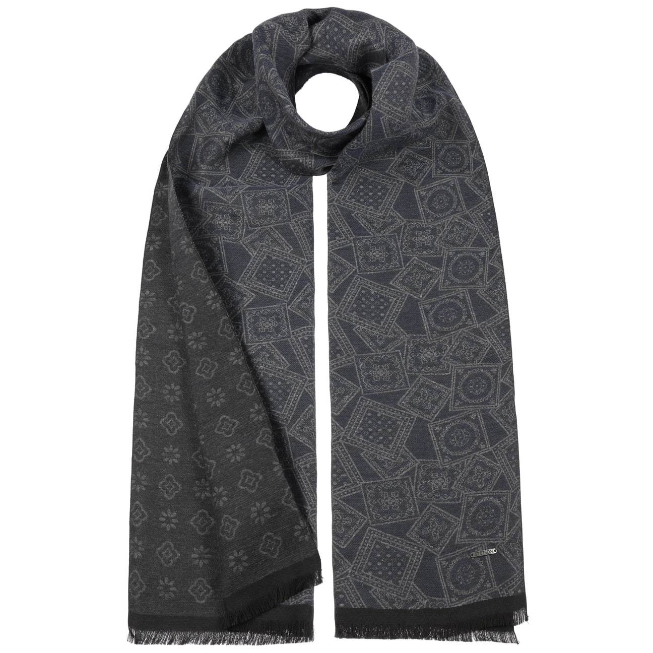Jacquard Stamps Cotton Scarf by Stetson -- loading=