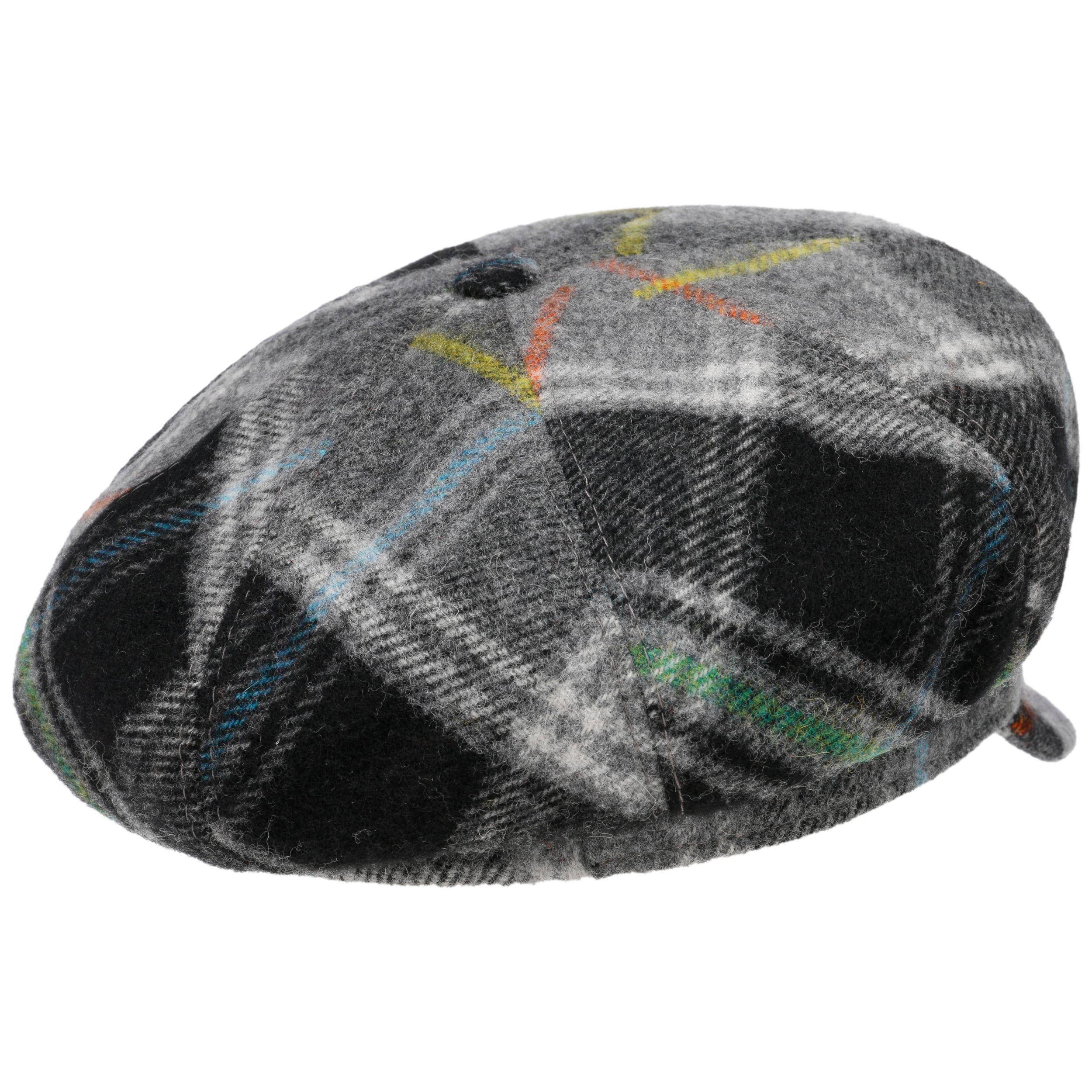 John Hanly Lambswool Check Newsboy Cap 