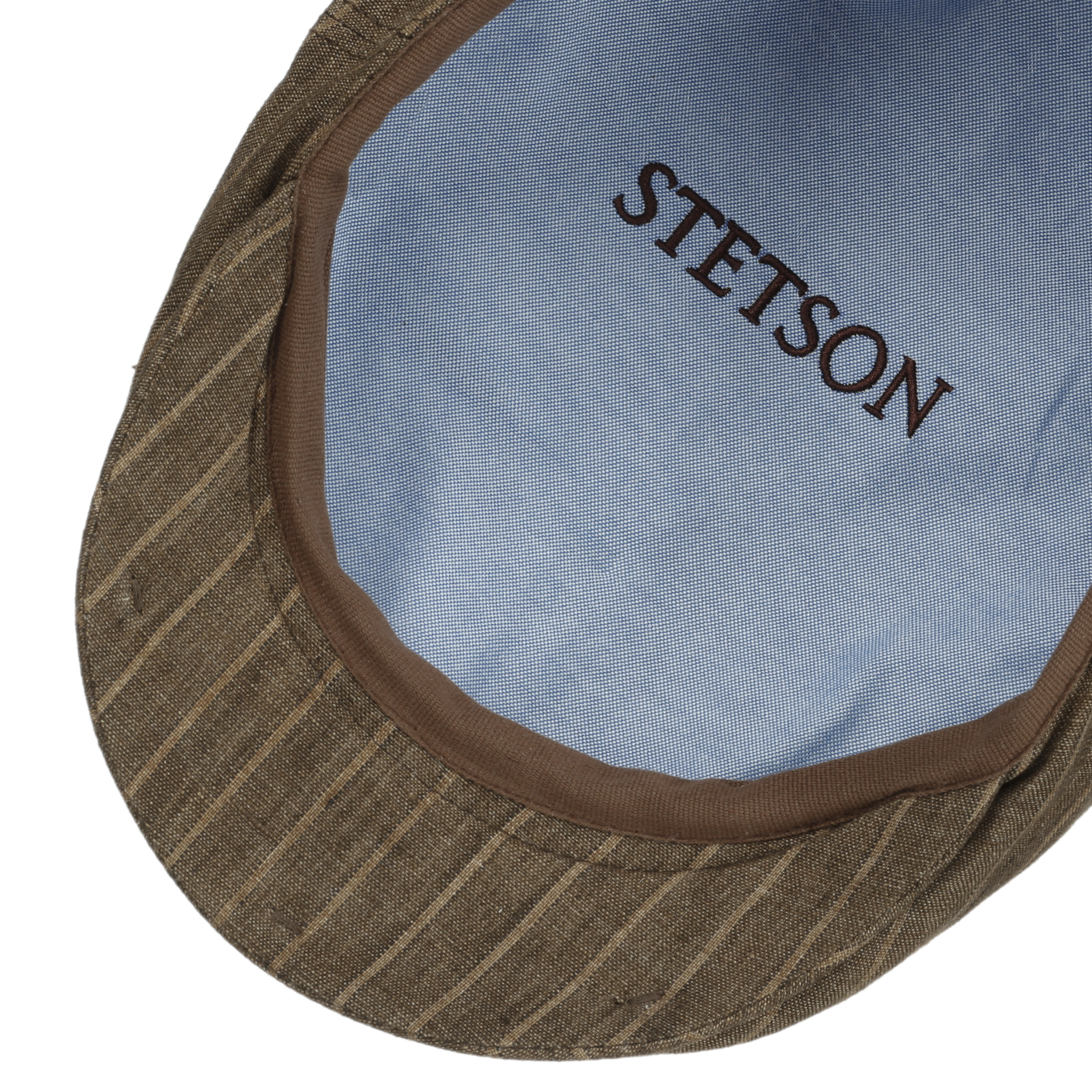 Kent Striped Linen Flat Cap by Stetson 89,00