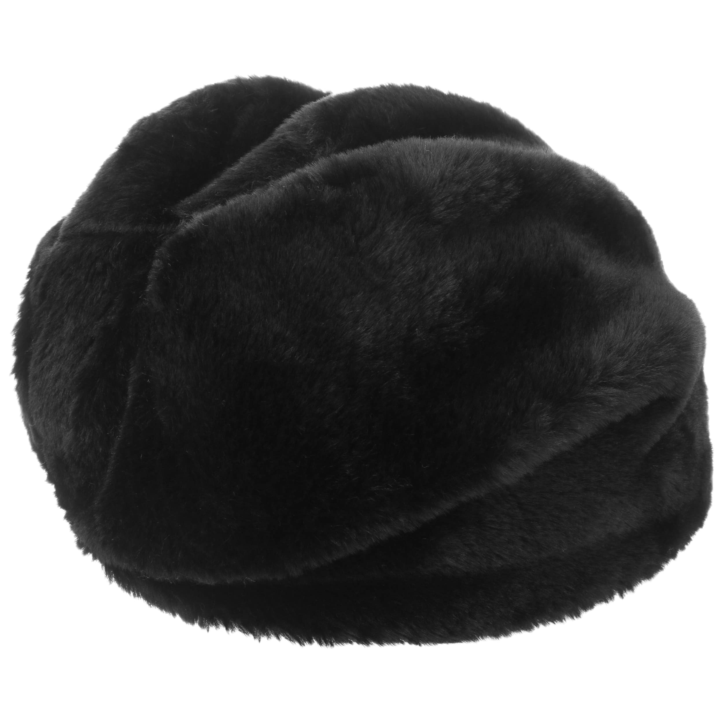 black fake fur hat