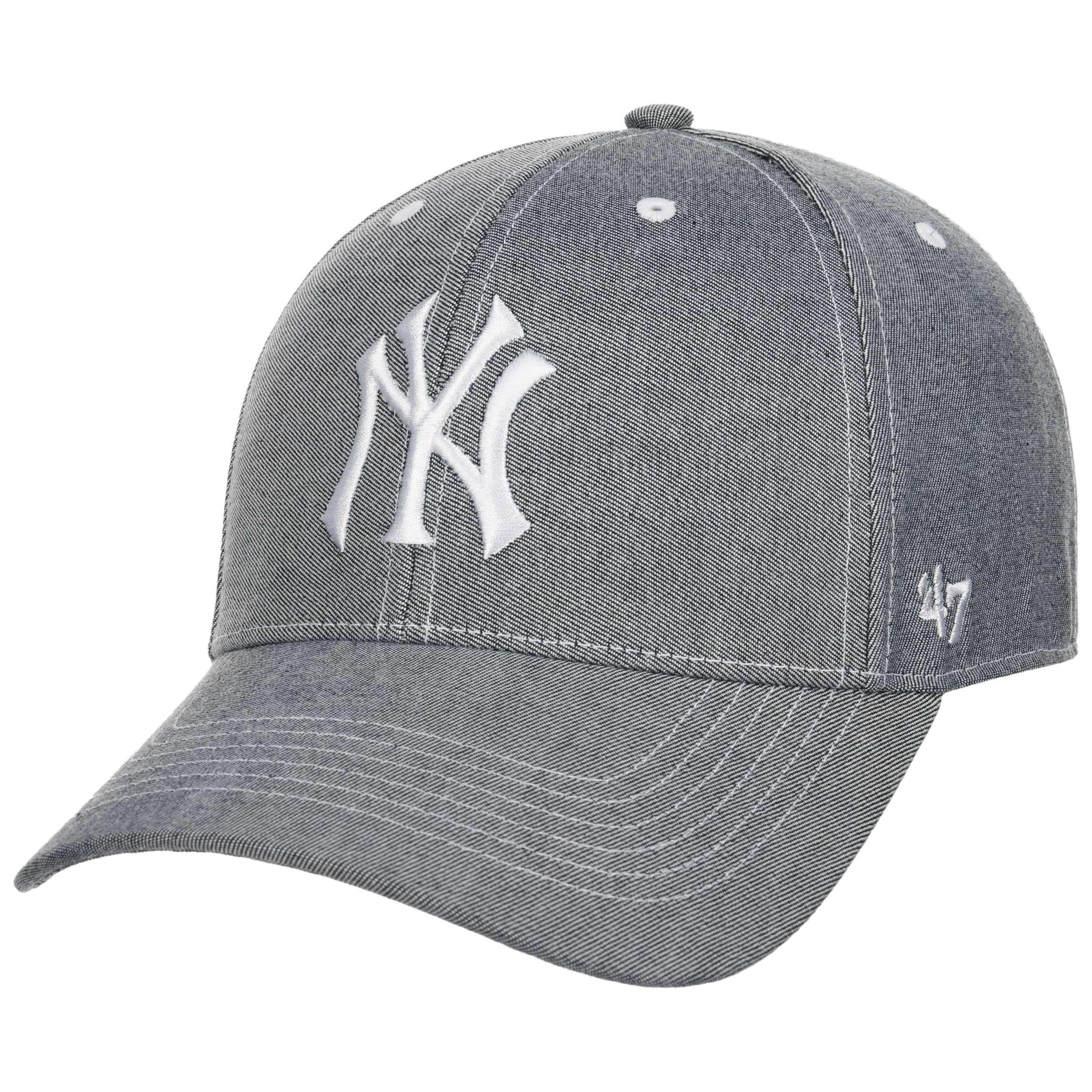 47 Brand Curved Brim New York Yankees MLB Clean Up White Cap
