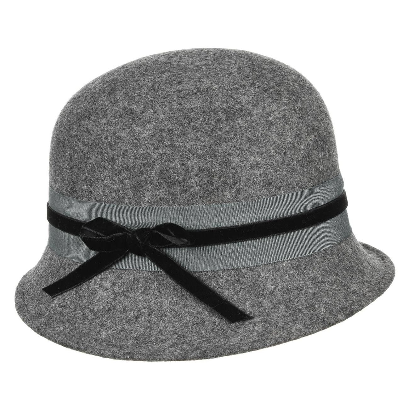 Grey Wool Felt Cloche With Dark Grey Petersham Band and Bow Winter Cloche Hat Accessoires Hoeden & petten Nette hoeden Cloche hoeden 