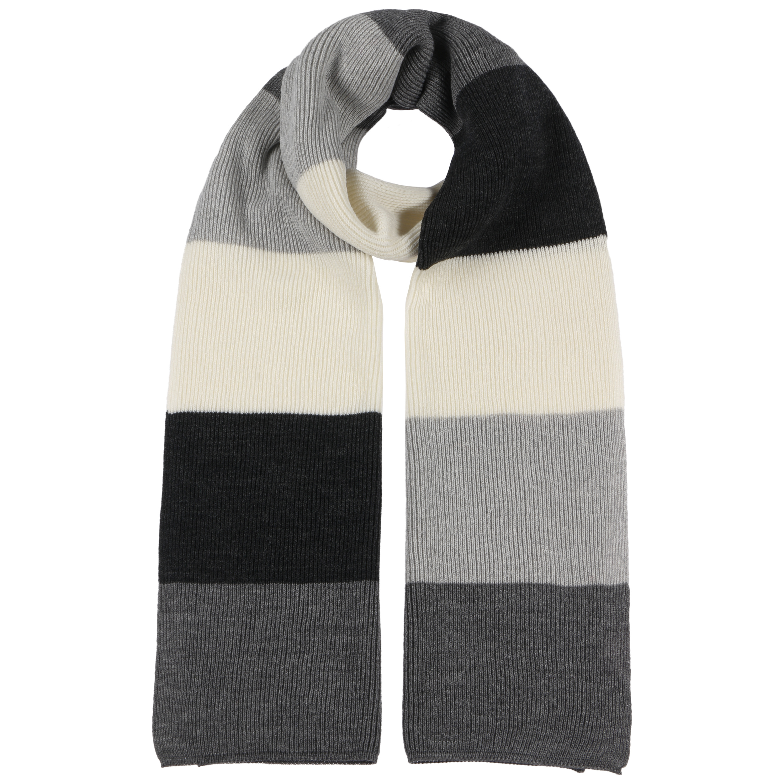 Black Merino Wool Scarf with Silk Stripes & Checks Les Couleurs de