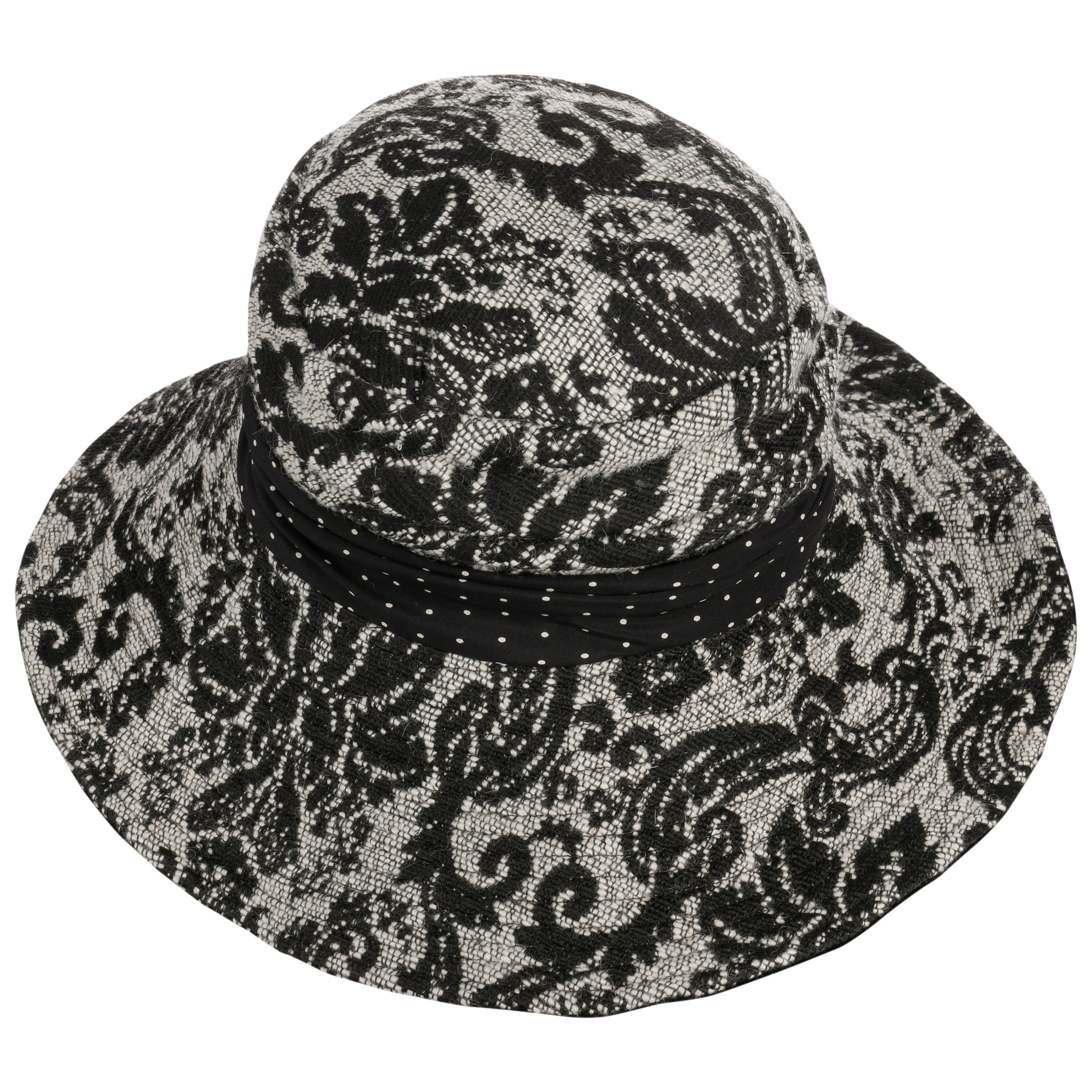 Grevi Black Velvet Floppy Brim Hat Grevi brand black hat with velvet bow, millinery main image 2