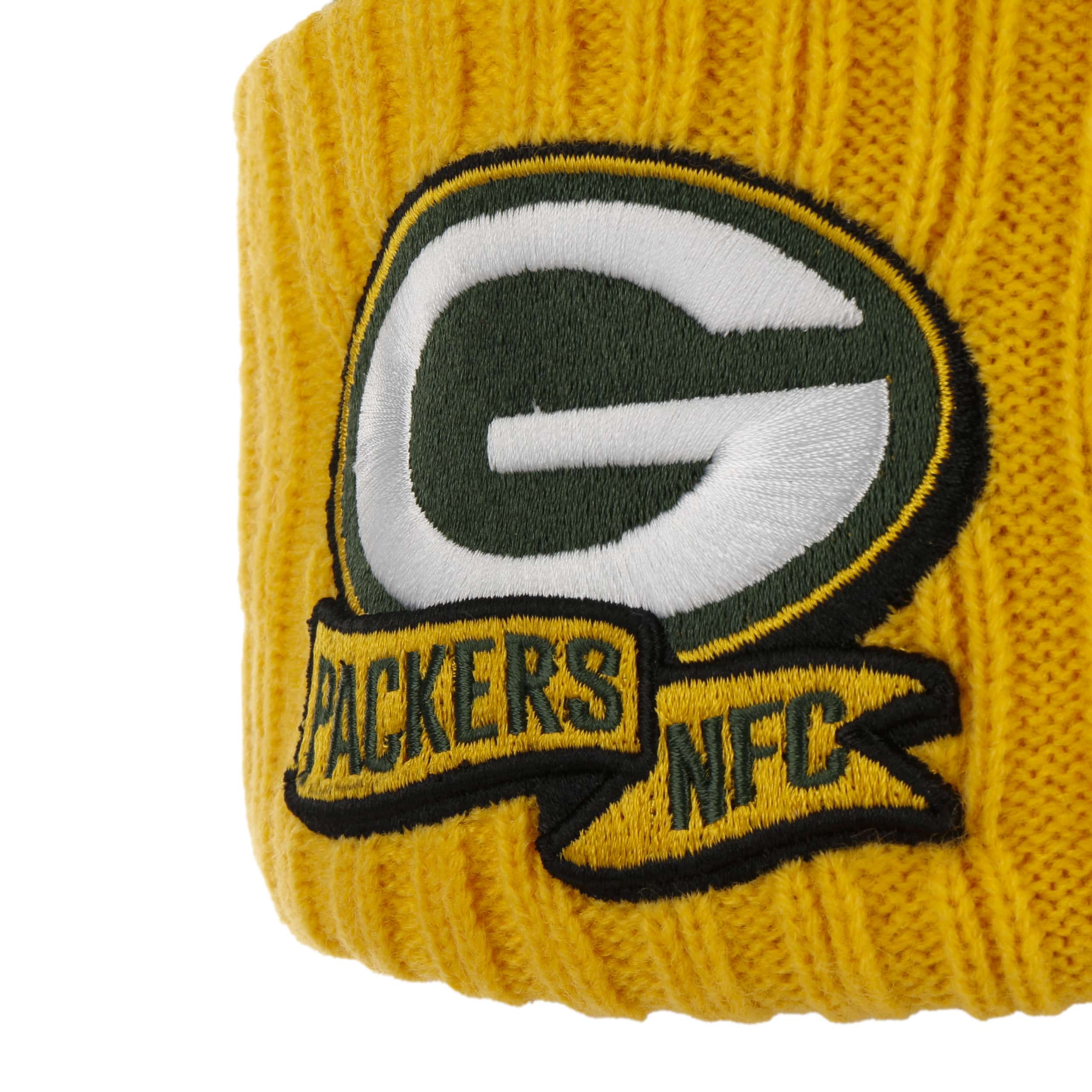 New Era Green Bay Packers Knit Trapper Hat Cap Winter Green Yellow