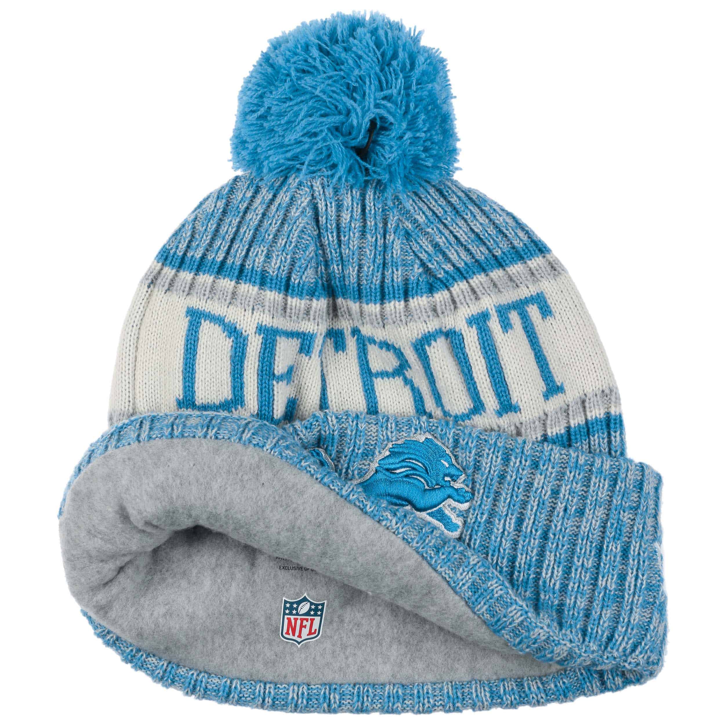 NFL NEW ERA MENS BLUE Detroit Lions Winter Hat Beanie Cap Football One Size