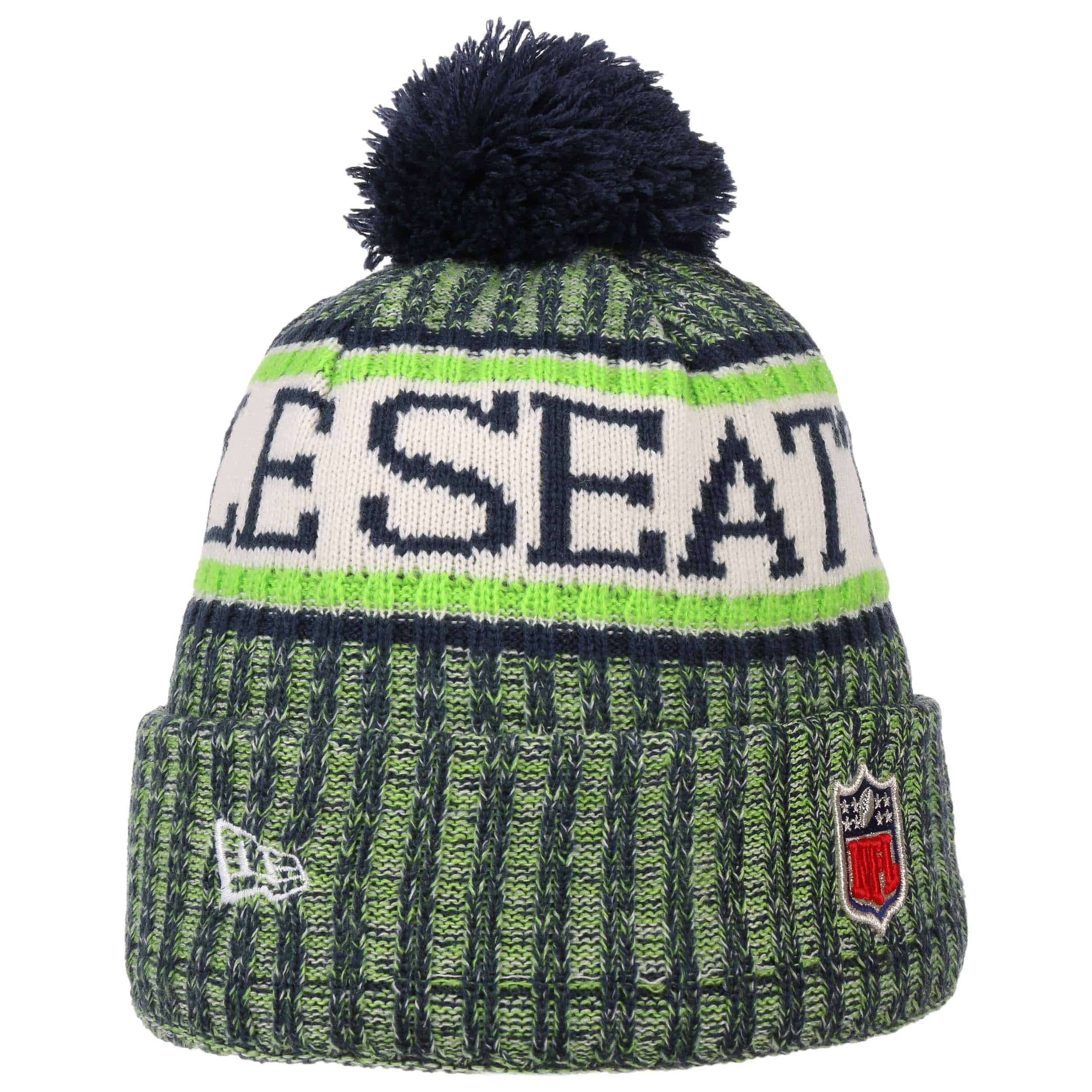 Seattle Seahawks New Era Winter Knit Beanie Puff NFL 100