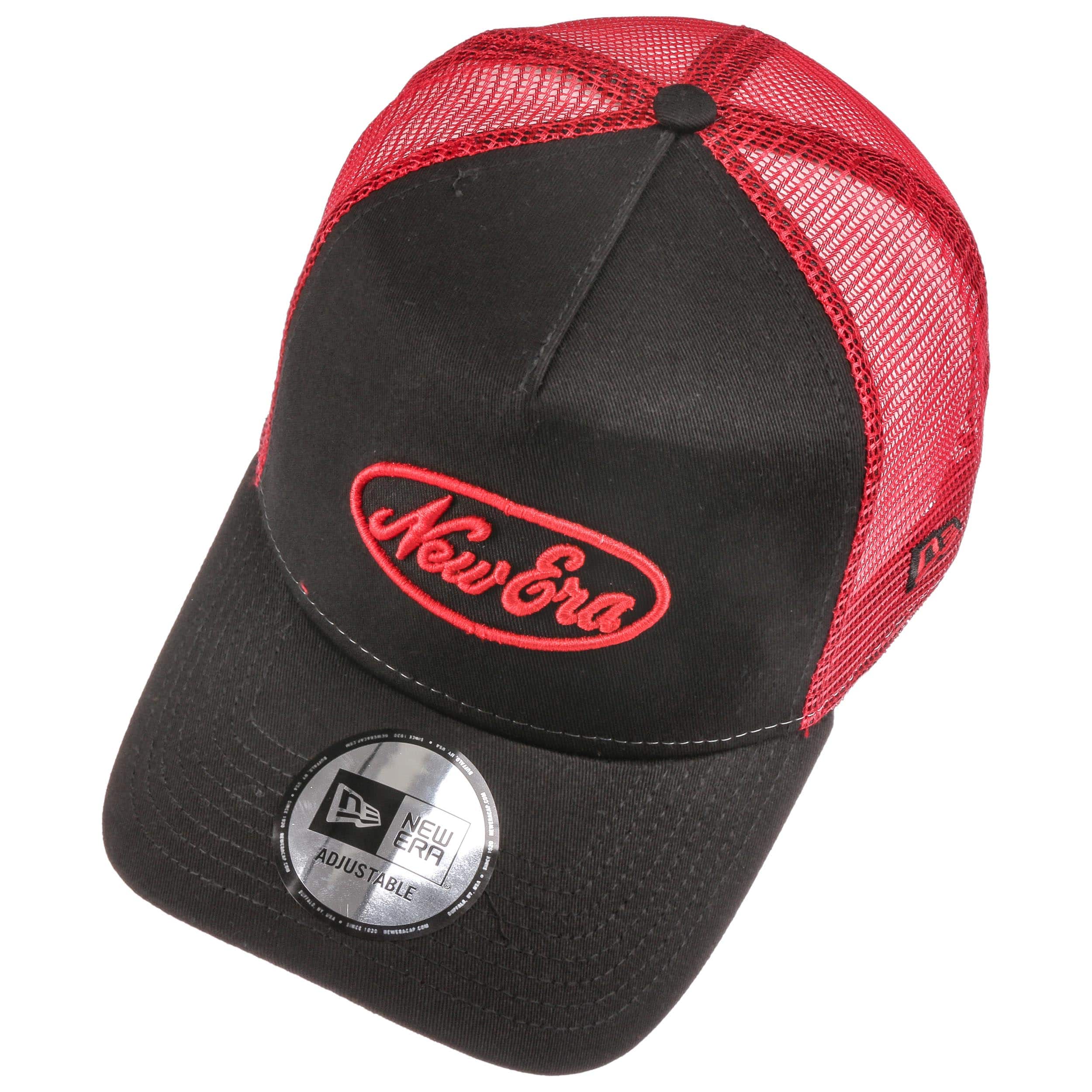 Oval New Era black/red trucker cap