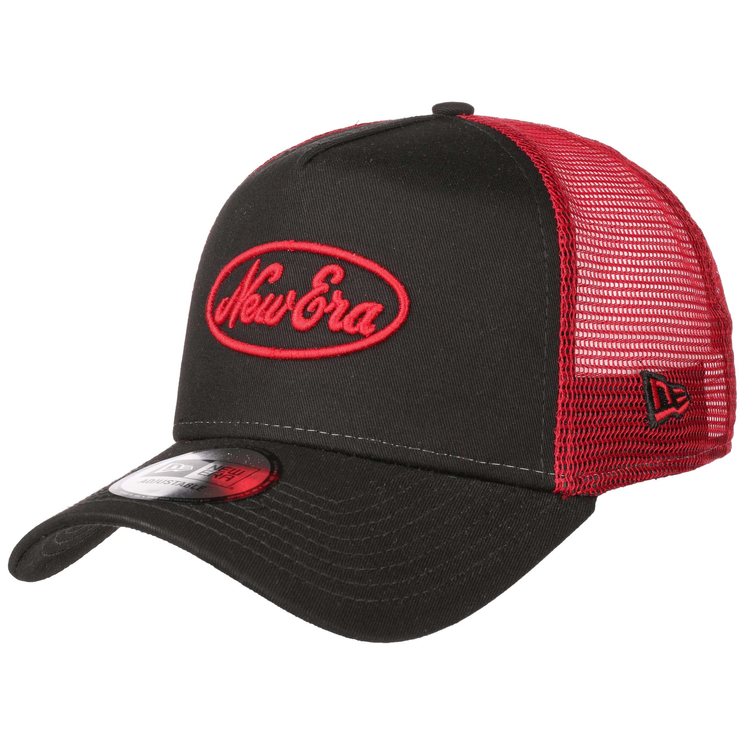 Oval New Era black/red trucker cap