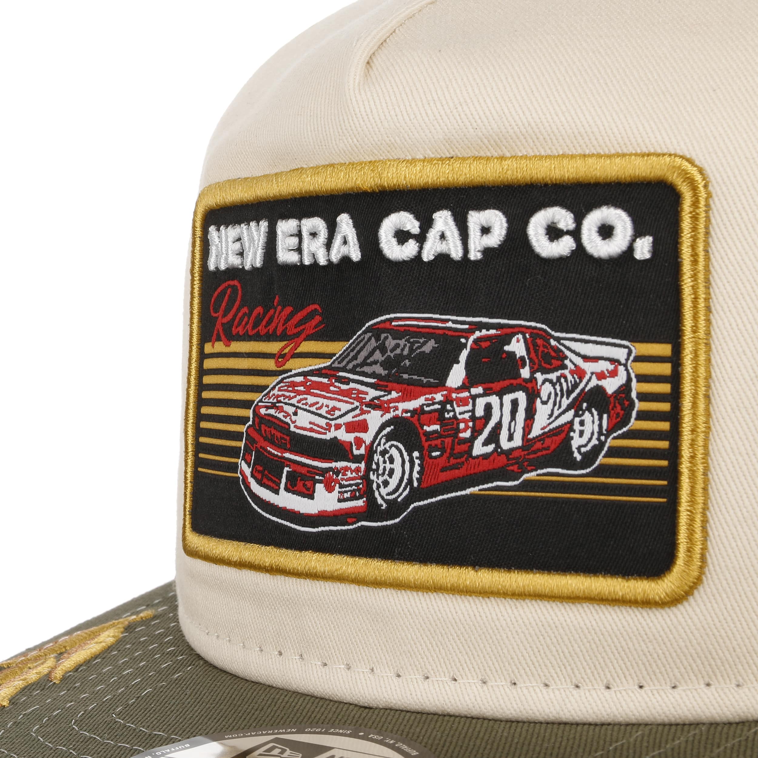 Racing Patch Flat Brim Trucker Cap by New Era --> Shop Hats, Beanies & Caps  online ▷ Hatshopping