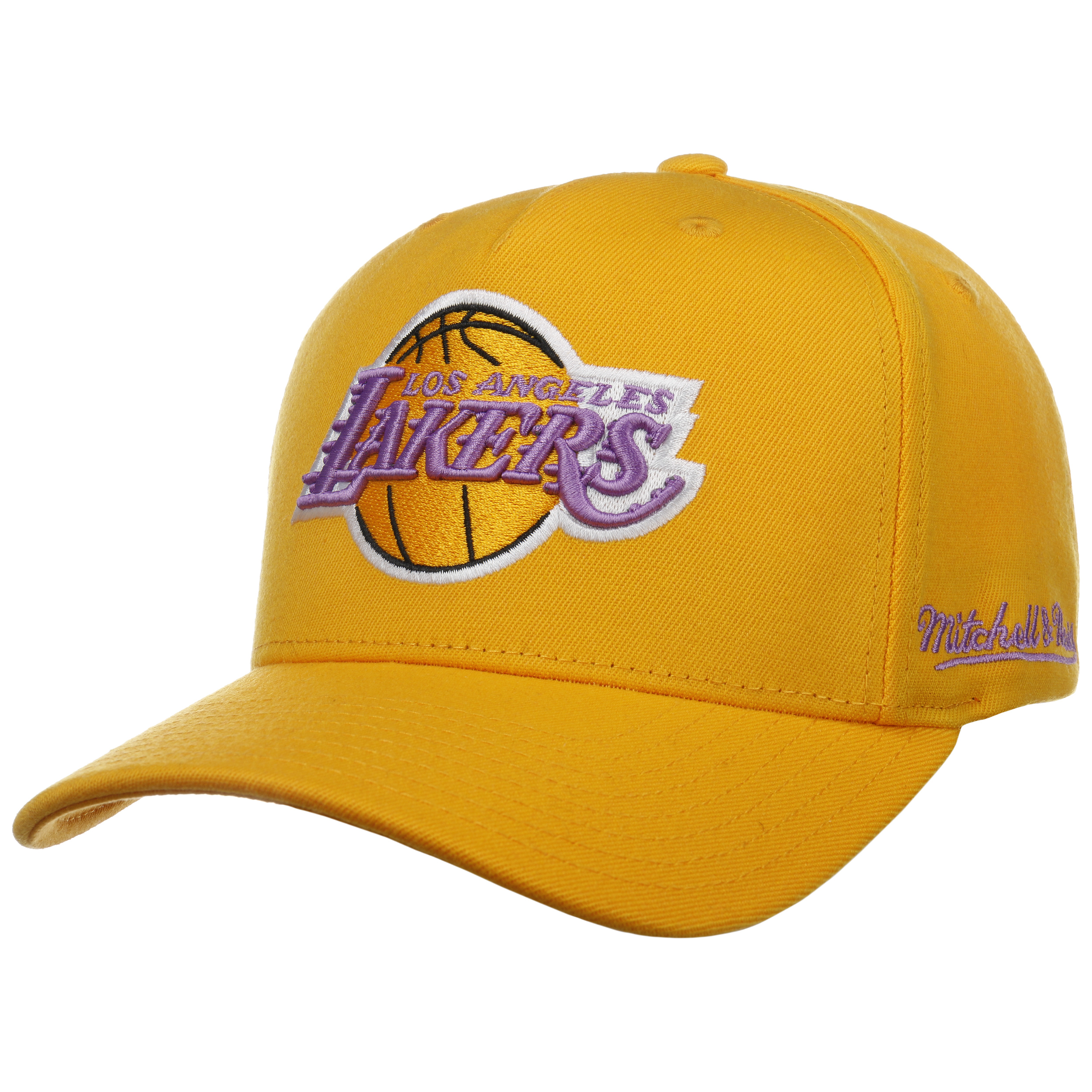 Mitchell & Ness Los Angeles Lakers Curved Brim Snapback Hat Cap -  Purple/Yellow/Flexfit