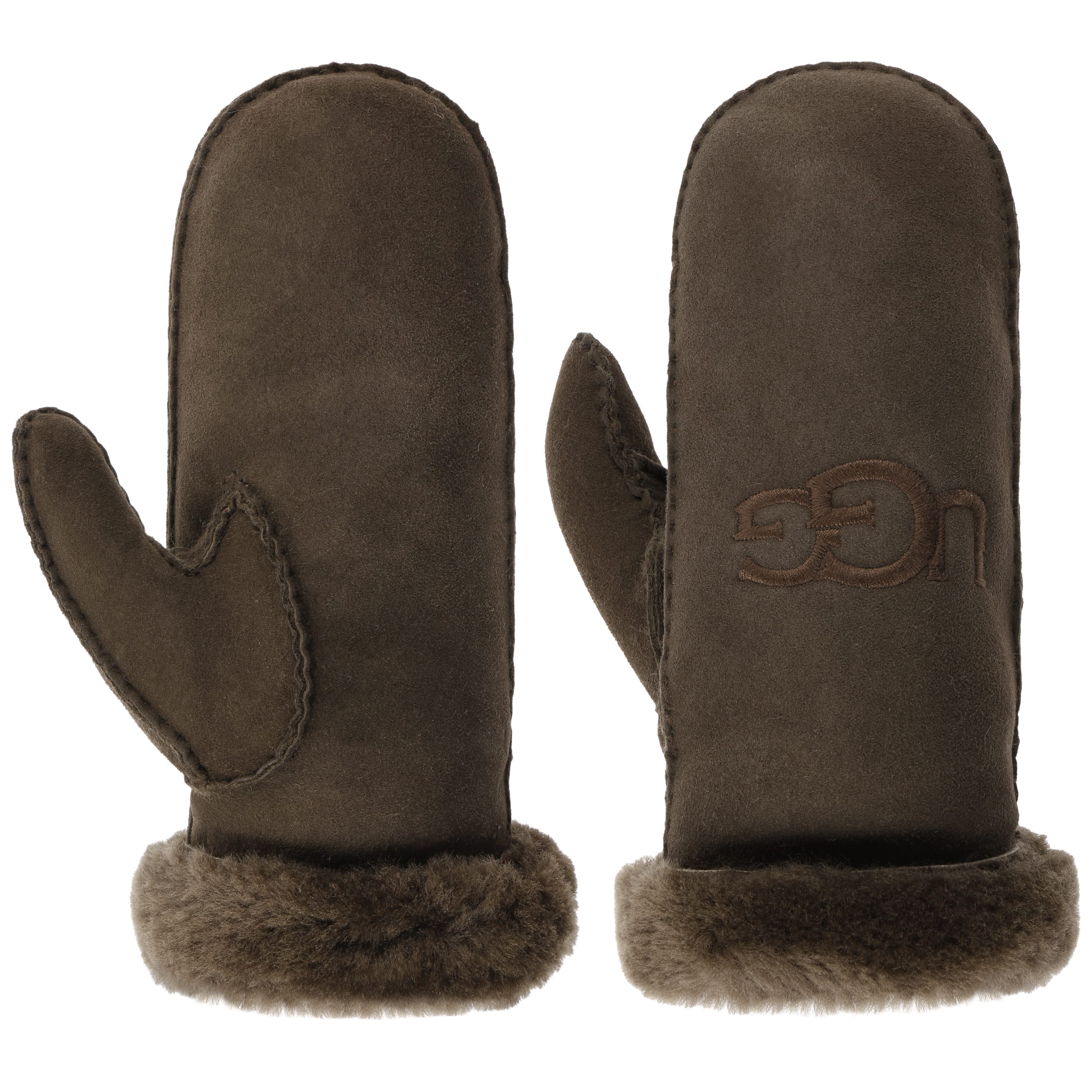 UGG buying Women's Sheep-Skin Shearling Brown Fingerless Half Gloves Winter Sz Sm-Med