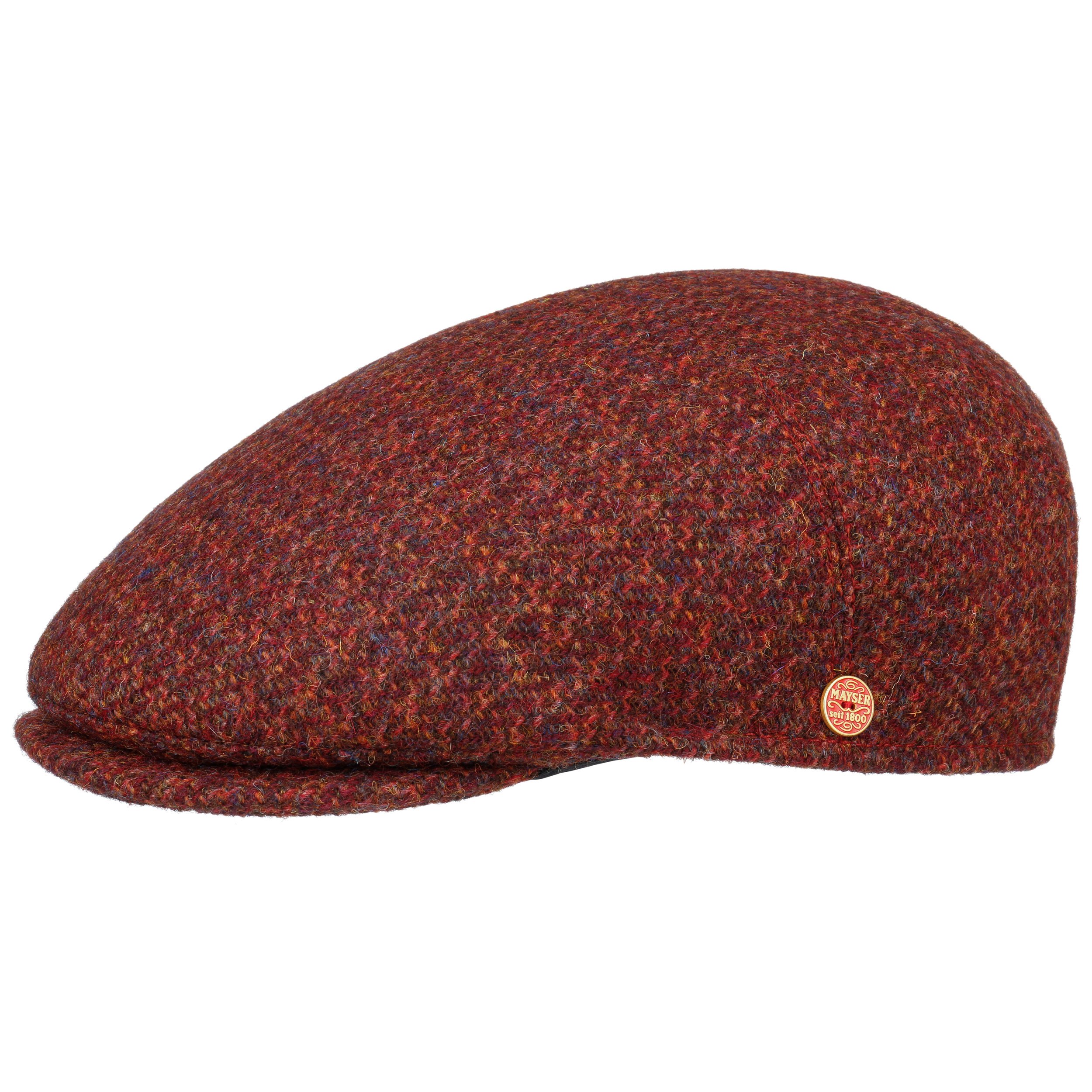 red tweed flat cap