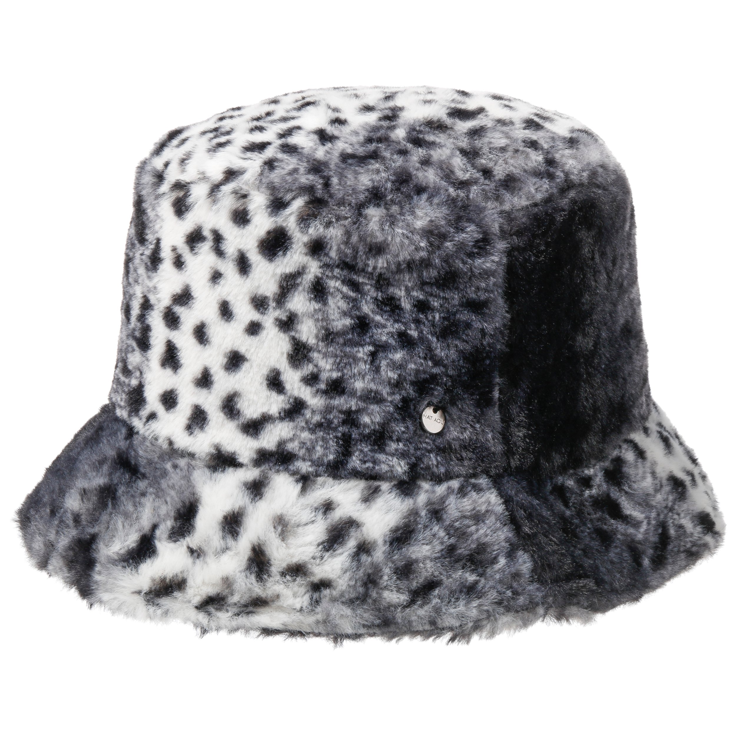 grey faux fur bucket hat